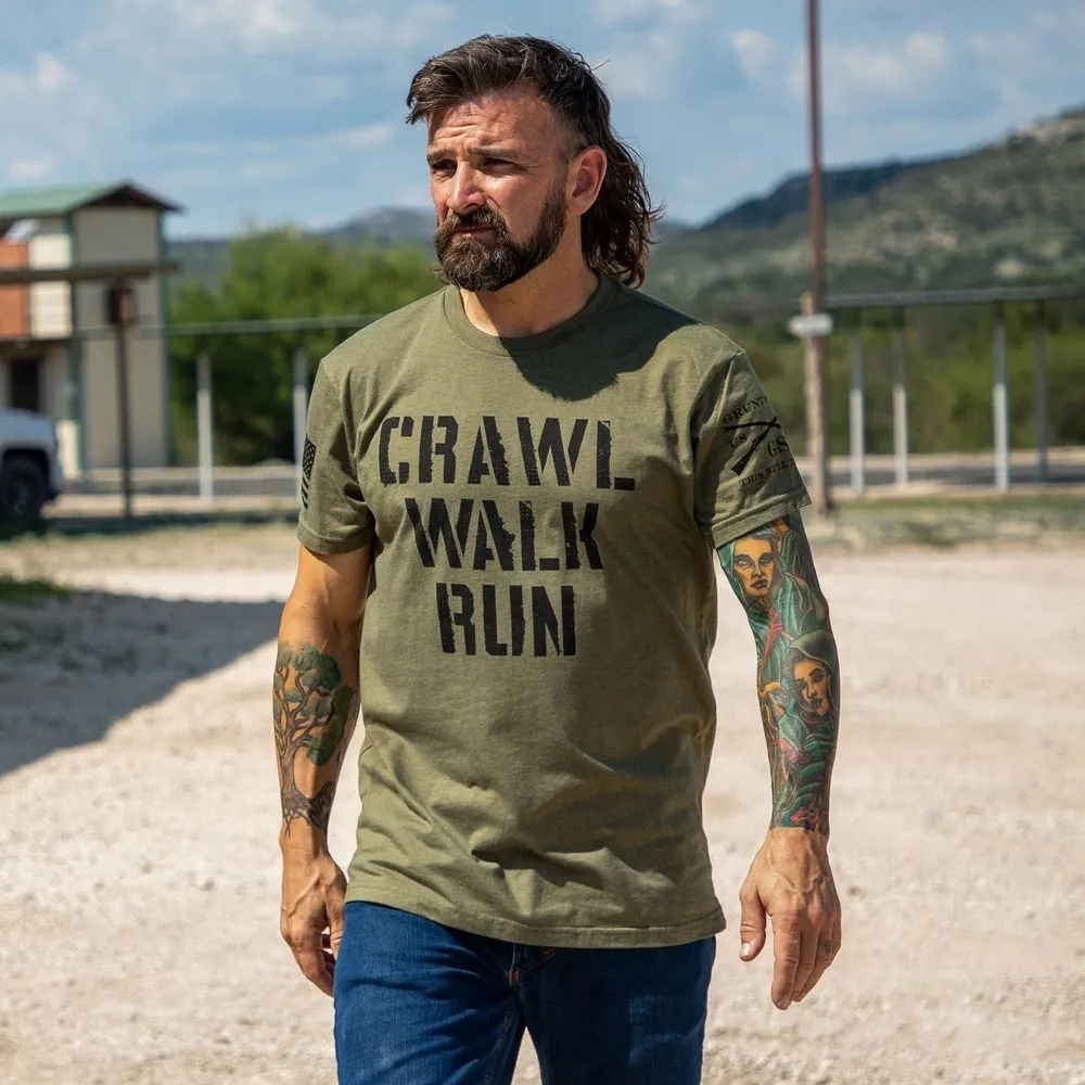 Army - Crawl, Walk, Run T-Shirt - Military Green
