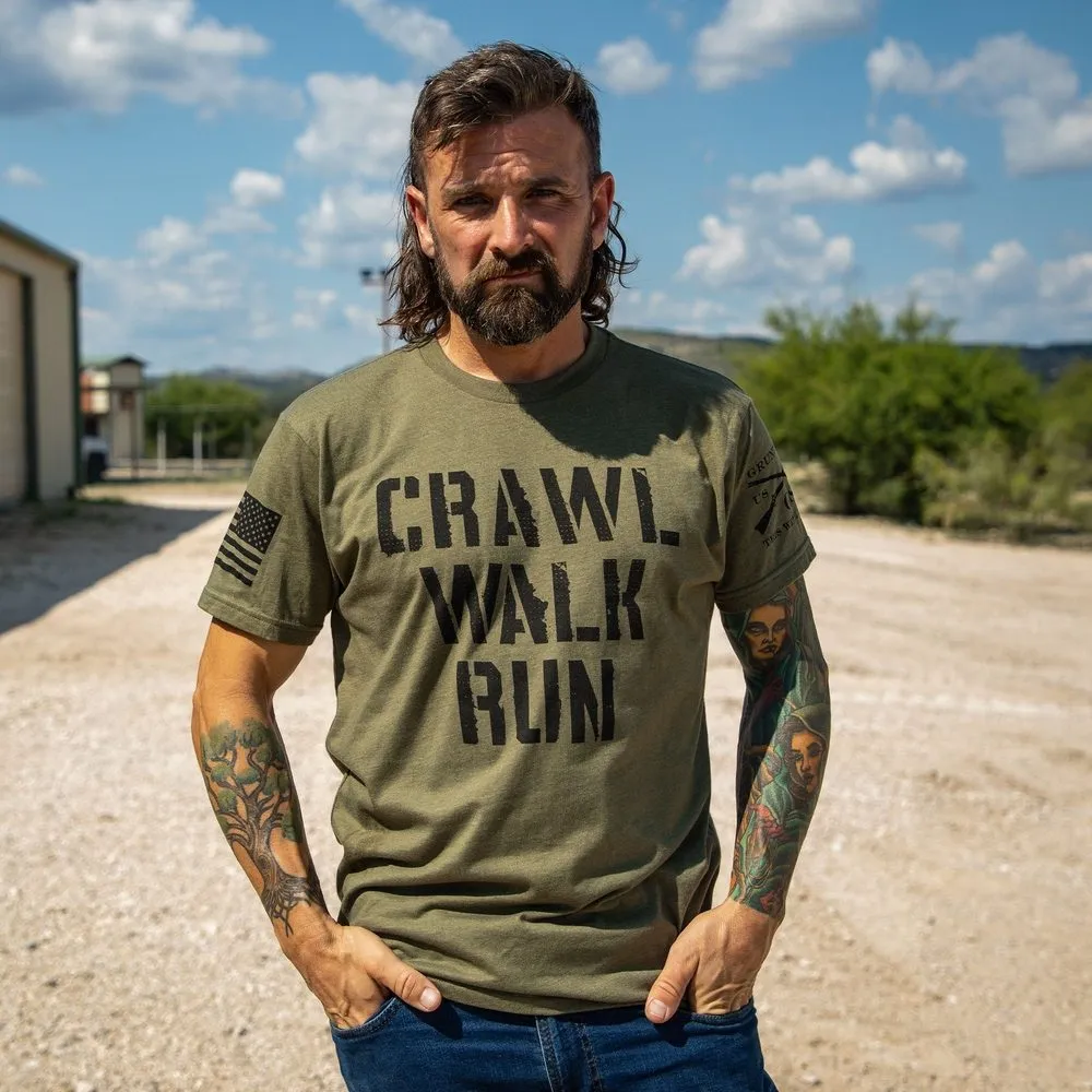 Army - Crawl, Walk, Run T-Shirt - Military Green