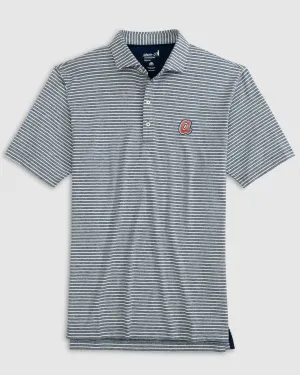 Atlanta Braves Clipperr Striped Jersey Performance Polo - Cooperstown Logo