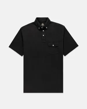 BLACK BUTTON DOWN COLLAR POLO SHIRT