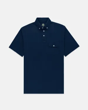 BLUE BUTTON DOWN COLLAR POLO SHIRT