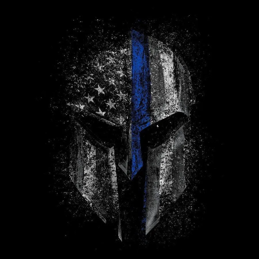Blue Line Spartan T-Shirt - Black
