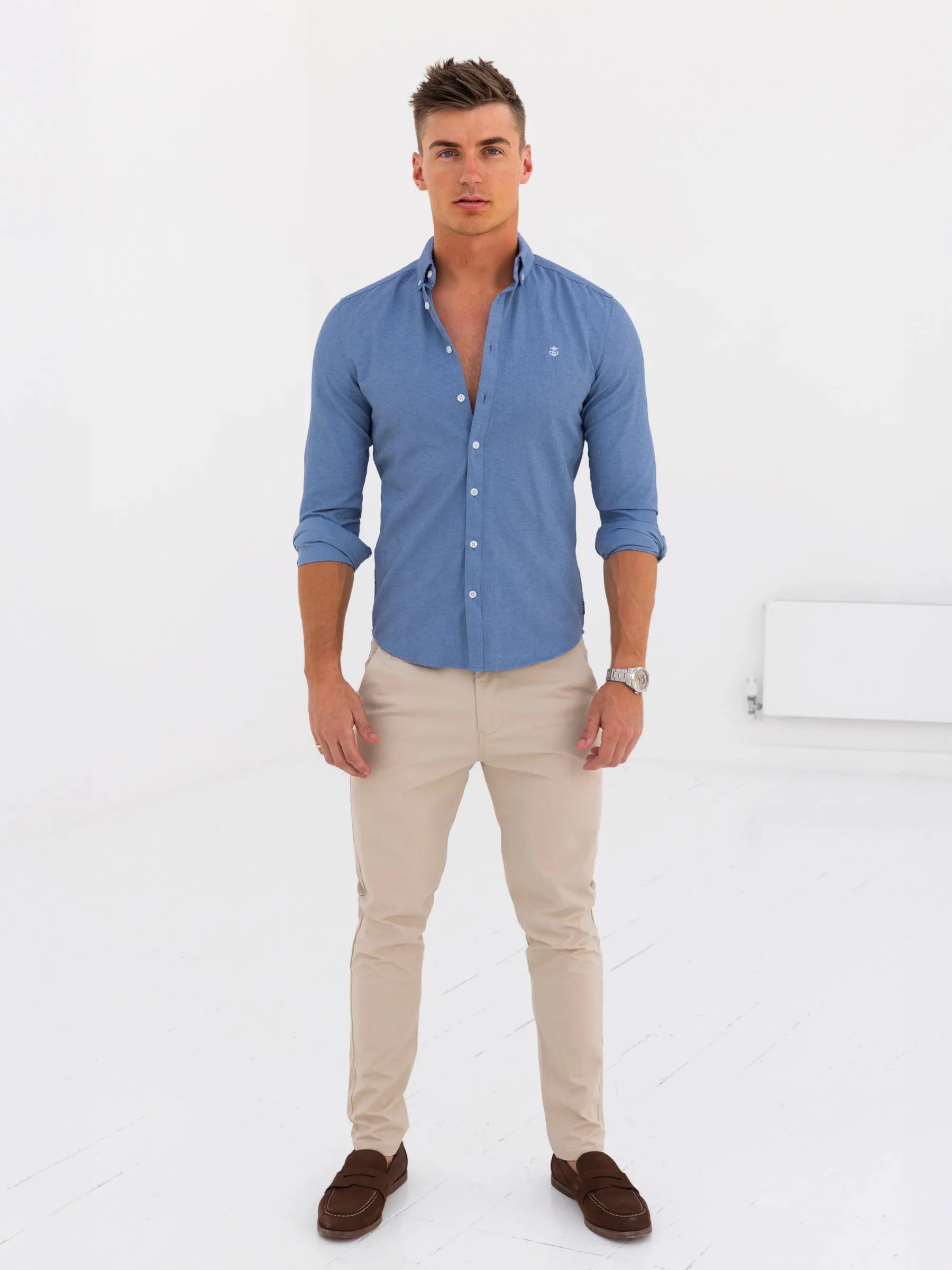 Dallas Long Sleeve Shirt - Denim Blue
