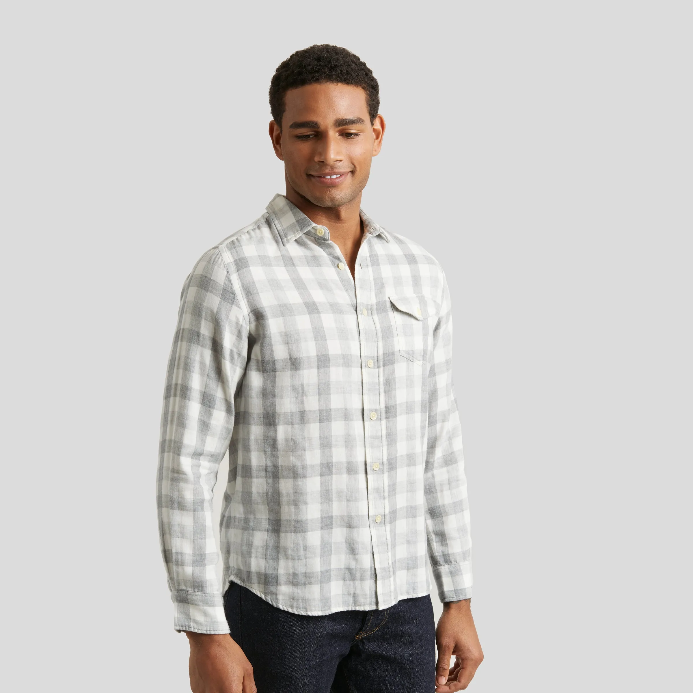 Durham Double Cloth Shirt - Heather Gray Gingham