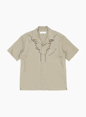 Embroidered Western Shirt Beige