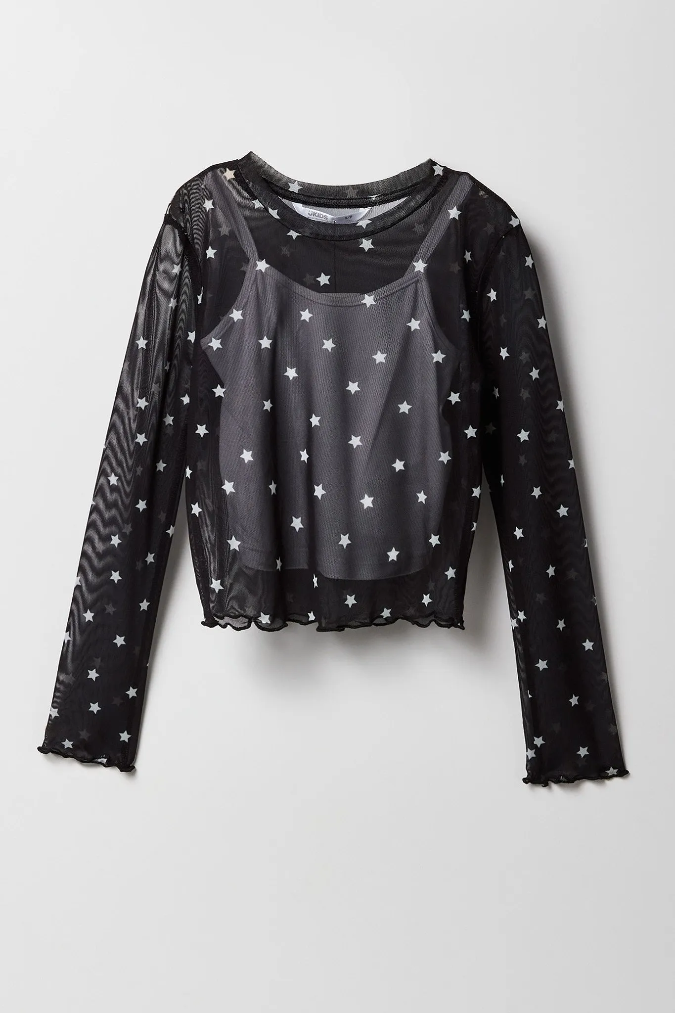 Ensemble ave haut à manches longues et camisole en filet pour fille