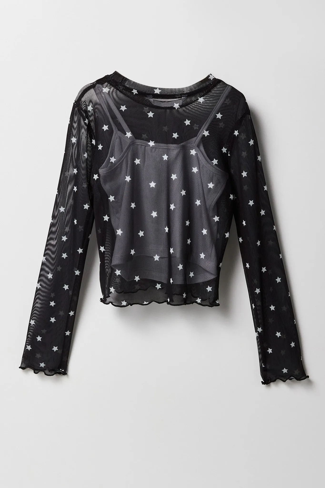 Ensemble ave haut à manches longues et camisole en filet pour fille