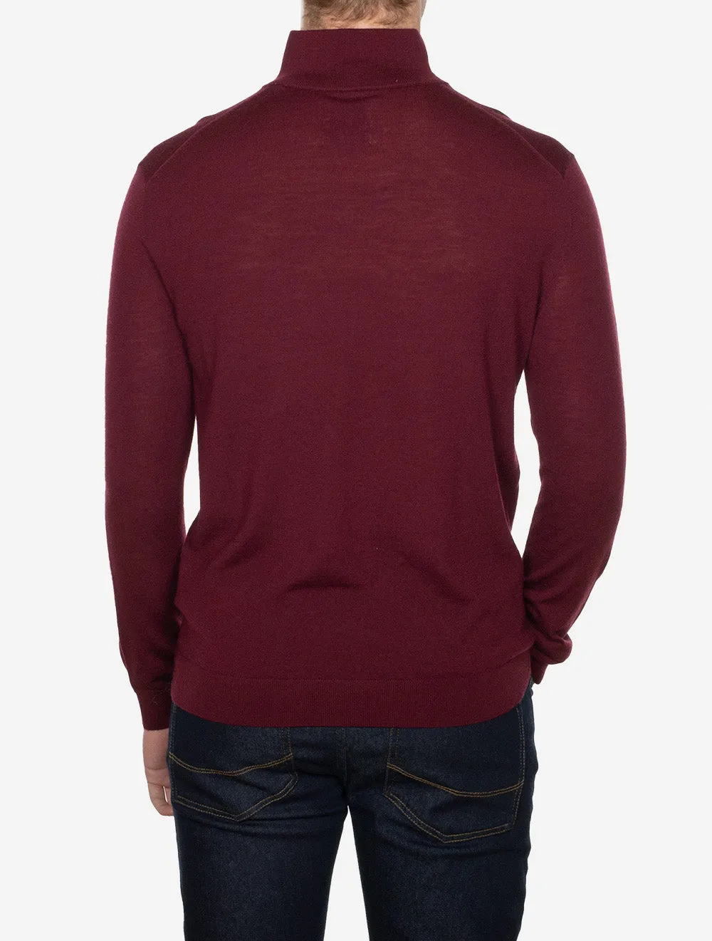 Extra Fine Merino Wool Half Zip Wine Red