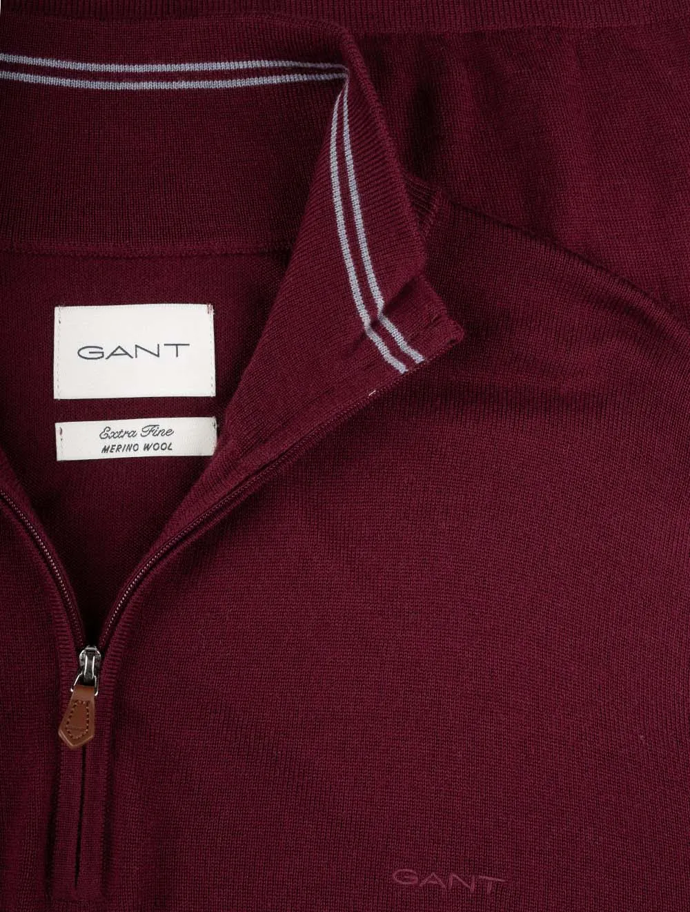 Extra Fine Merino Wool Half Zip Wine Red