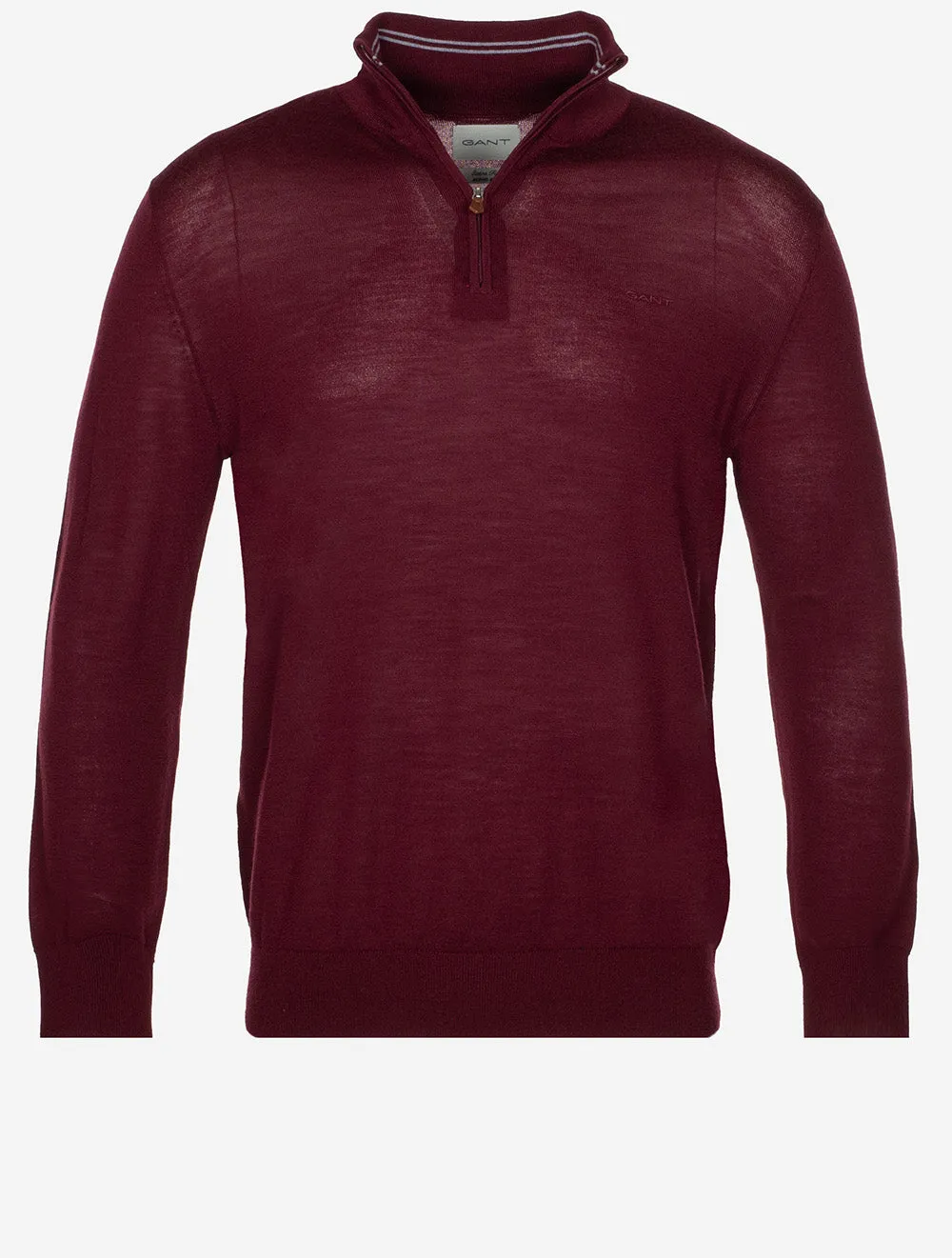 Extra Fine Merino Wool Half Zip Wine Red