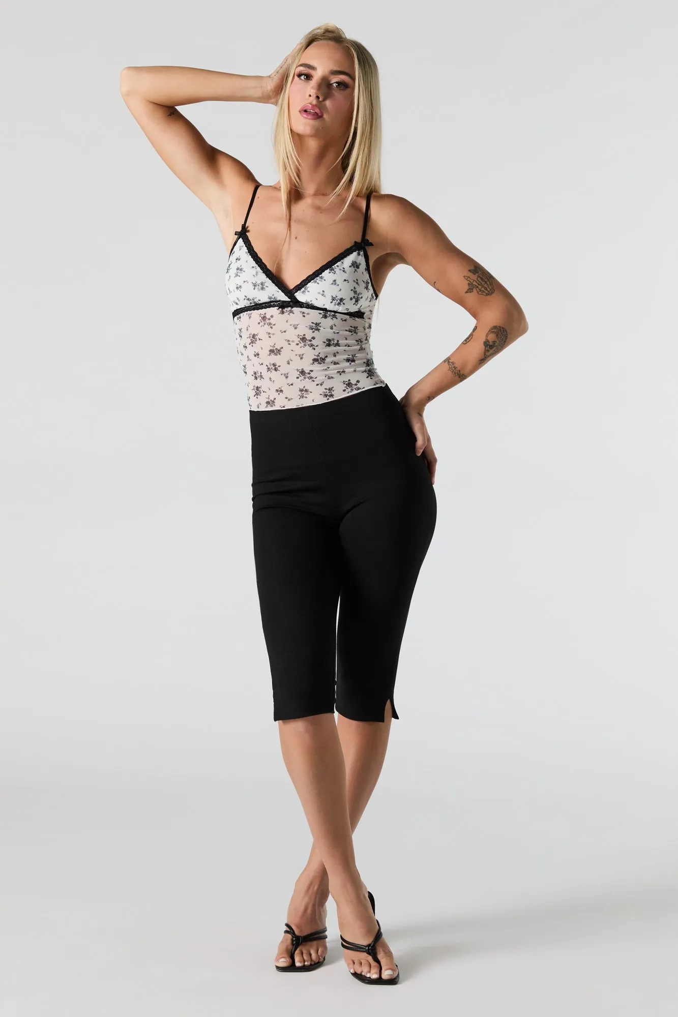 Floral Mesh Lace Trim Cami