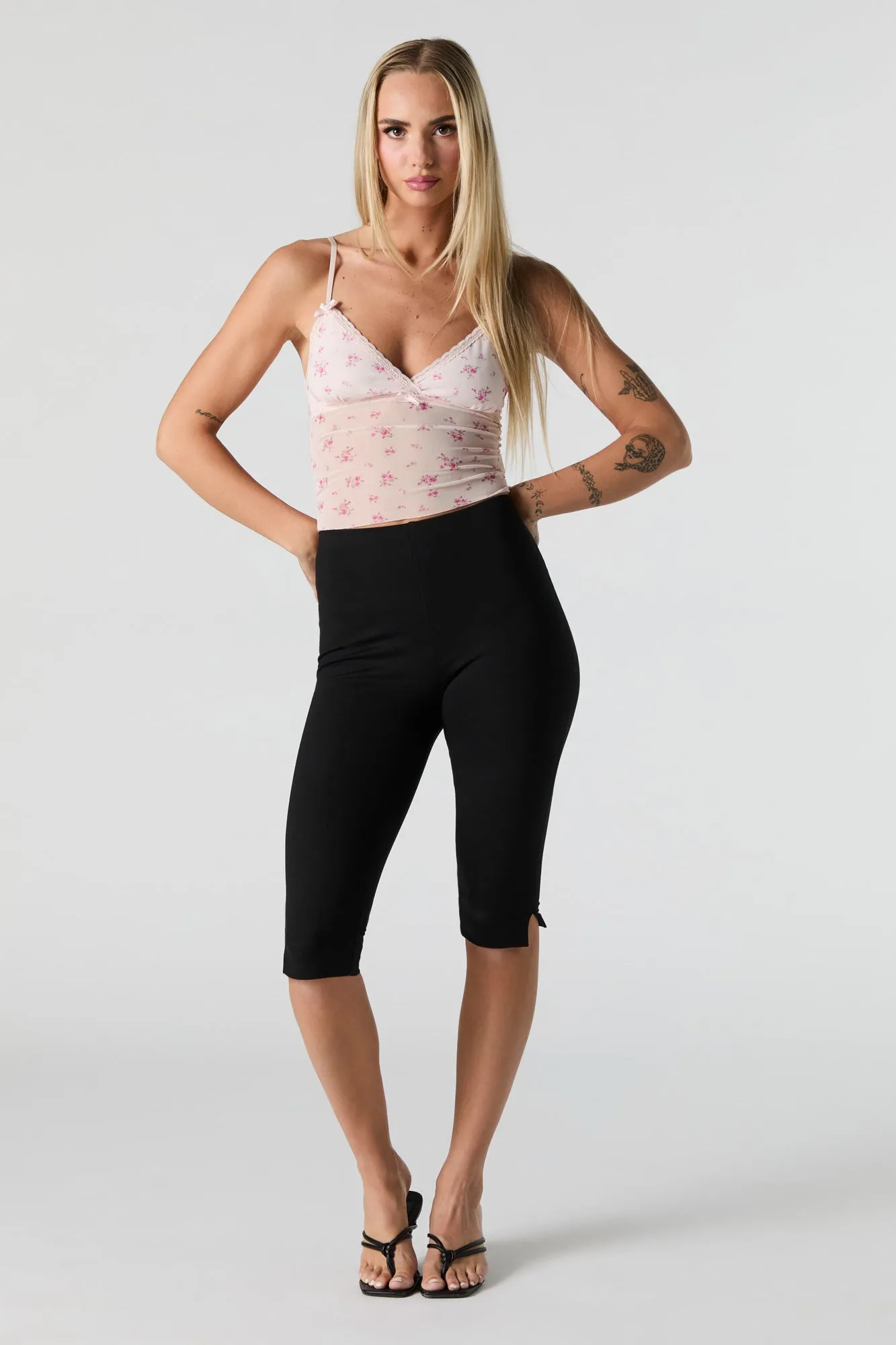 Floral Mesh Lace Trim Cami