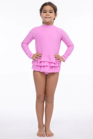 Girl's Kailani Long Sleeve Swimsuit | Tropical Orchid