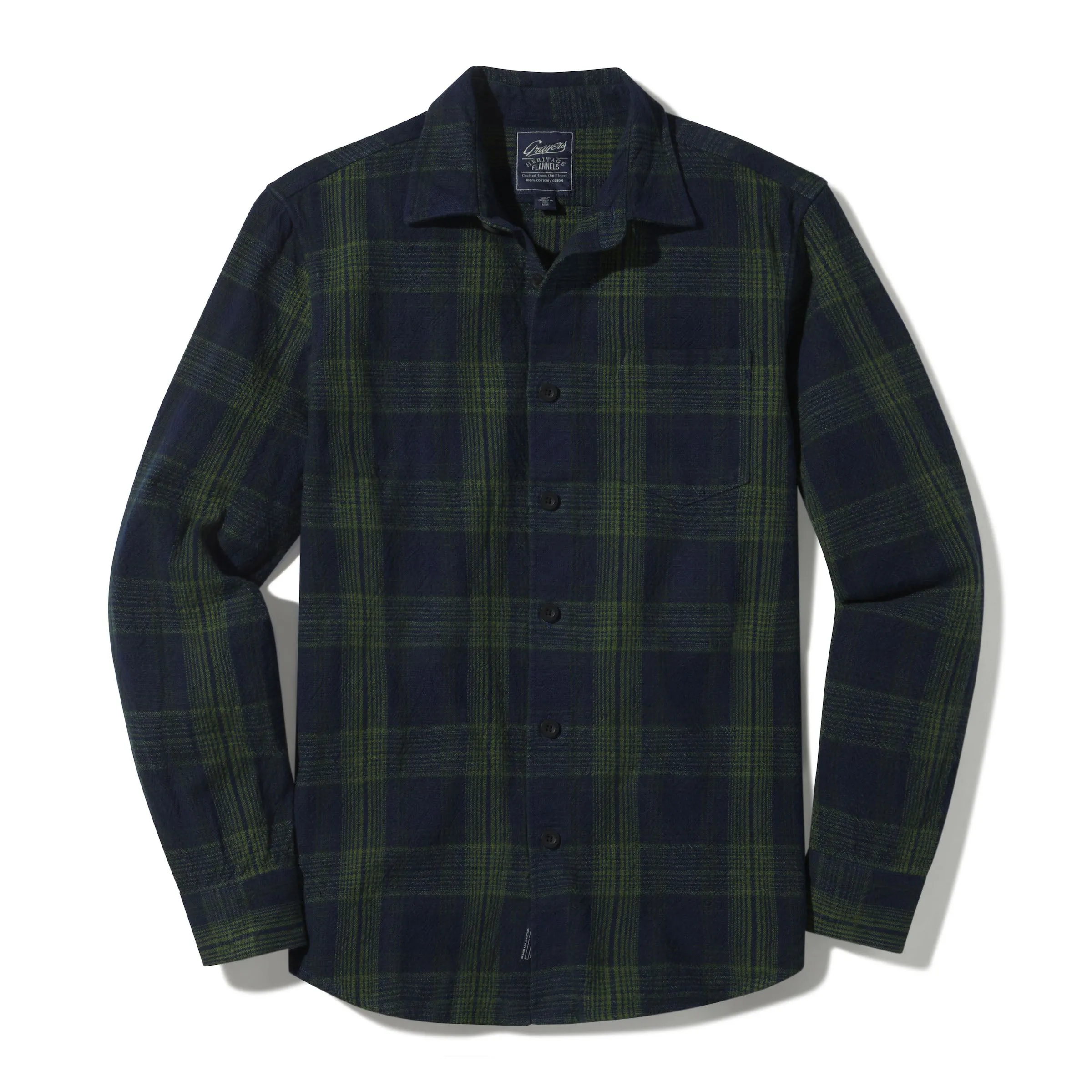 Heavy Casement Flannel Shirt - Navy Green (Final Sale)*