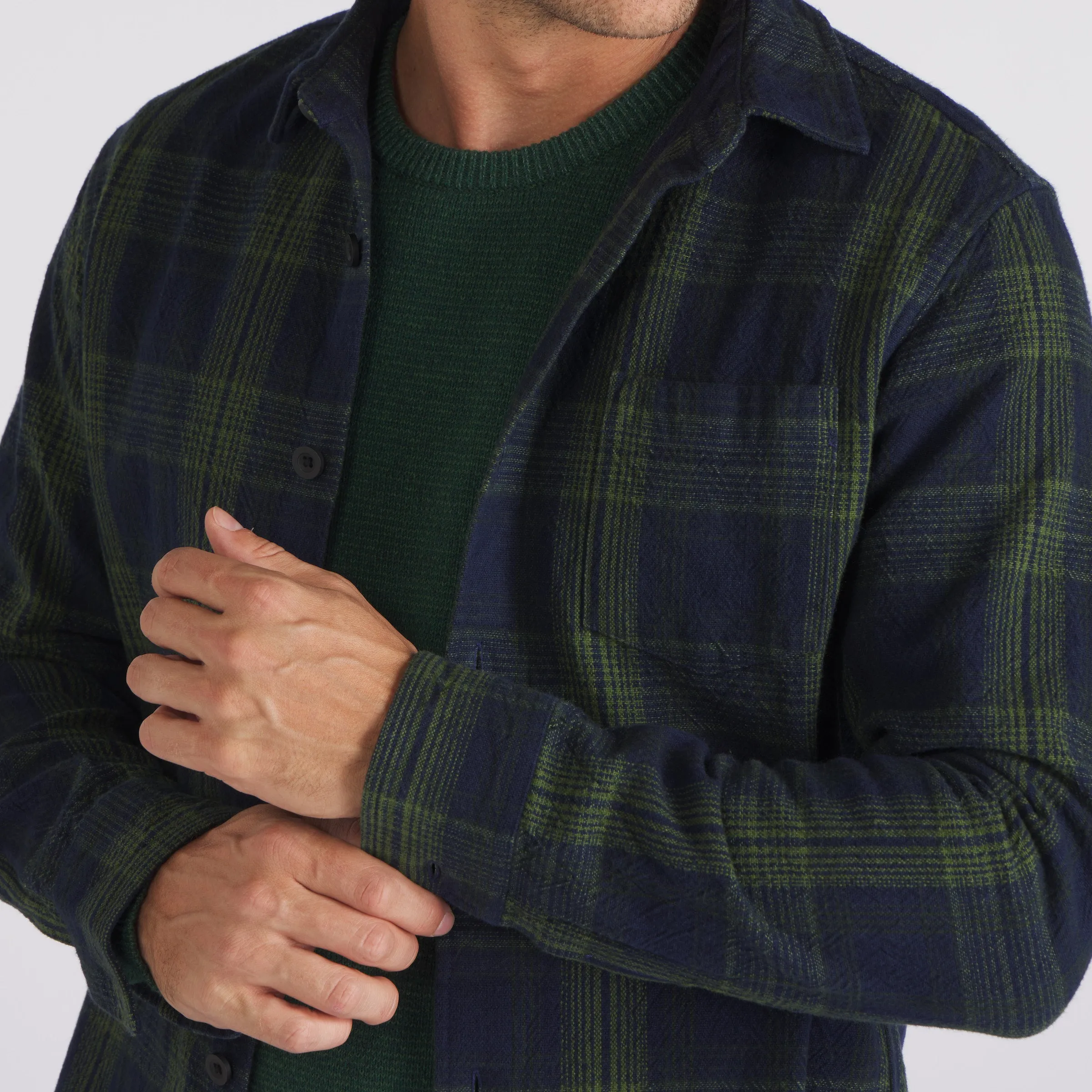 Heavy Casement Flannel Shirt - Navy Green (Final Sale)*