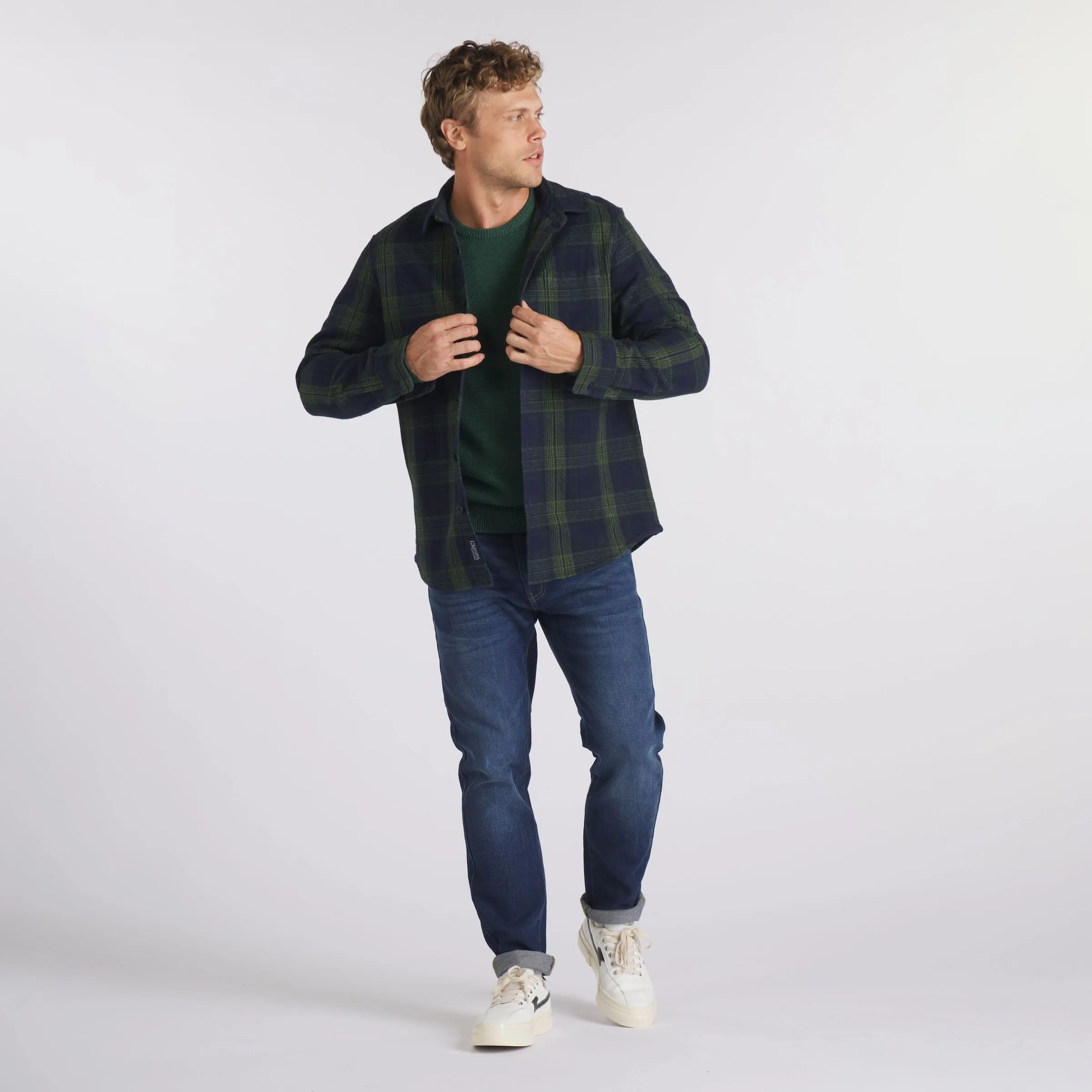 Heavy Casement Flannel Shirt - Navy Green (Final Sale)*