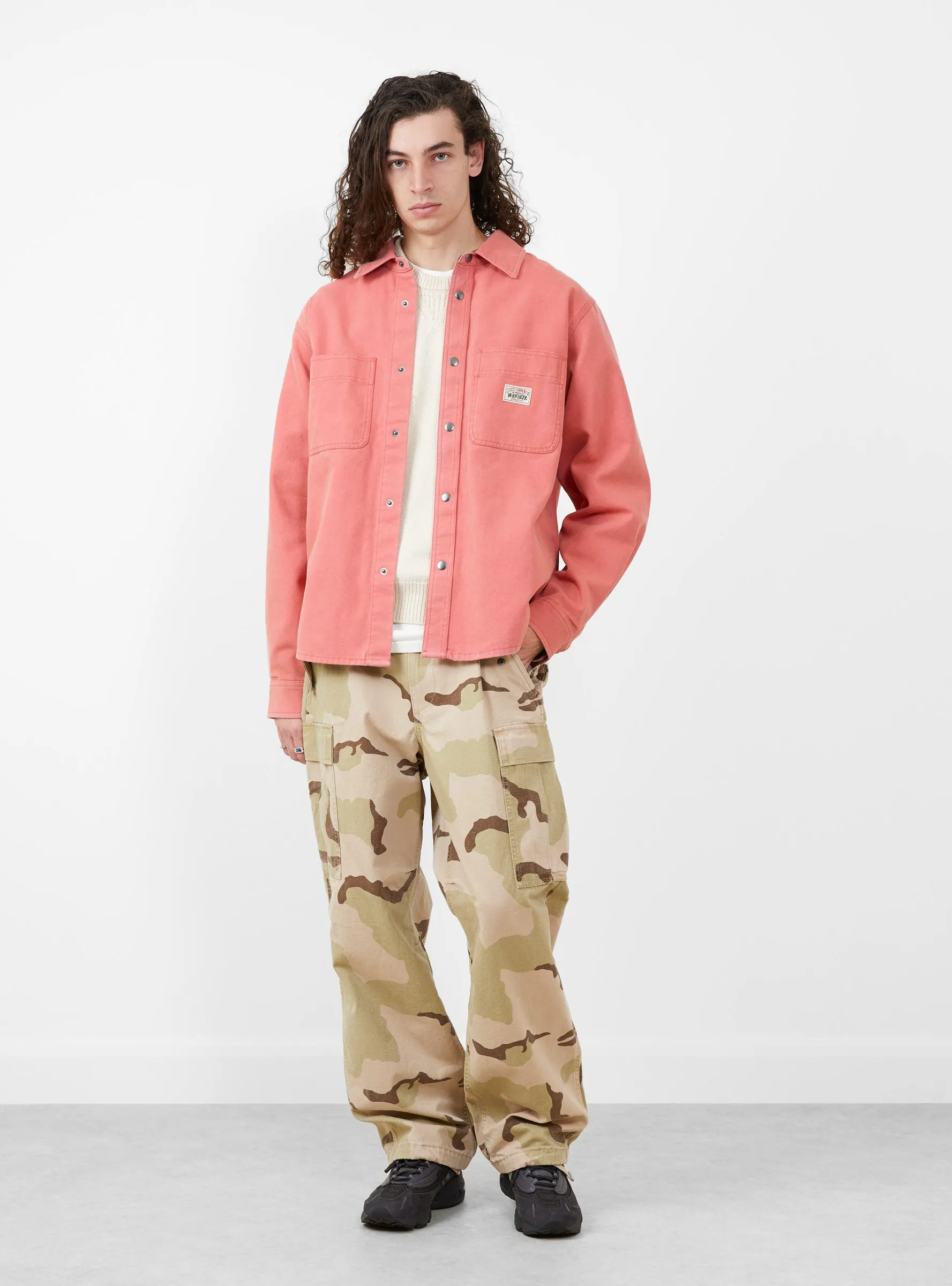 Heavy Washed Canvas Shirt Berry