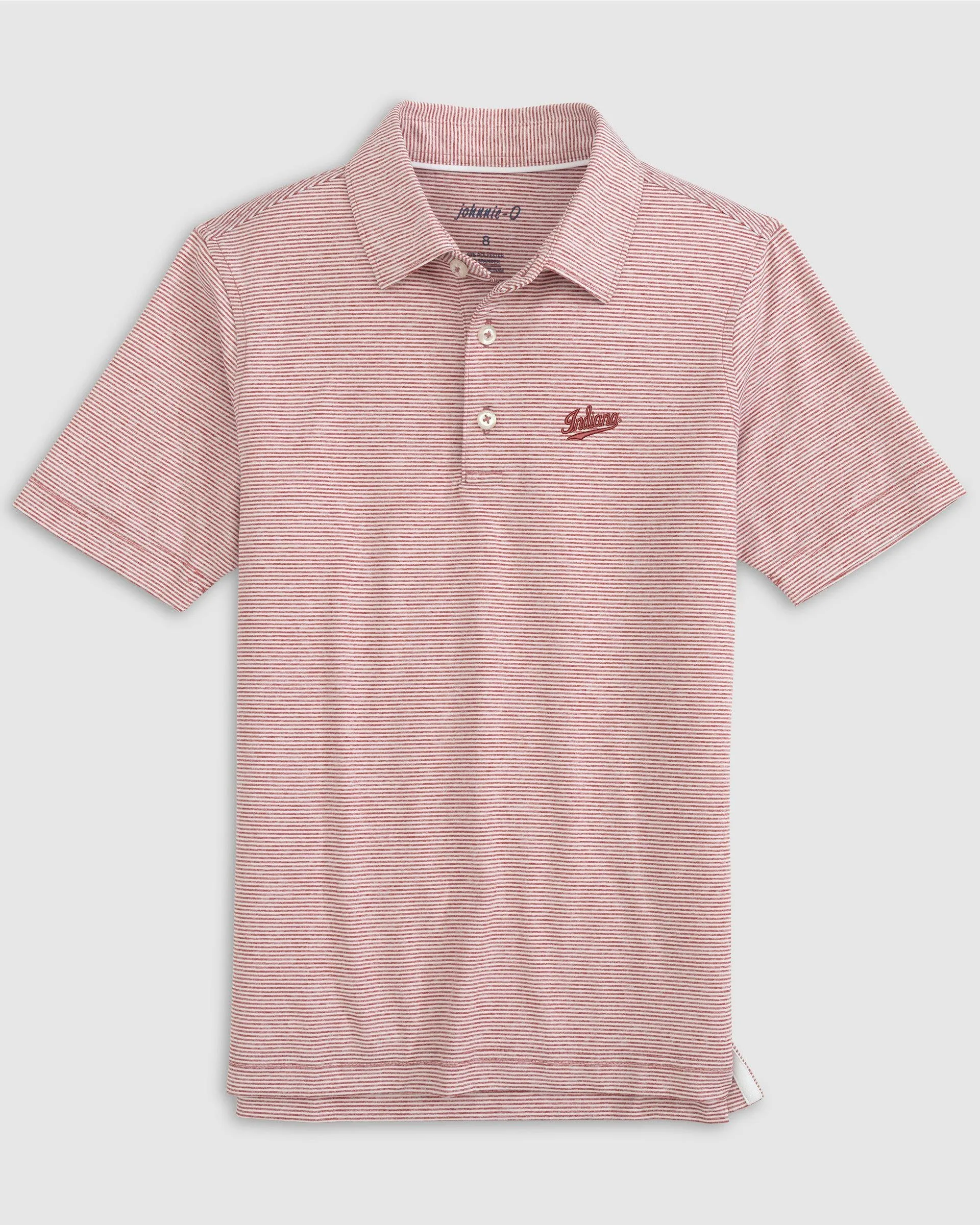 Indiana University Lyndonn Jr. Striped Jersey Performance Polo - Script Logo