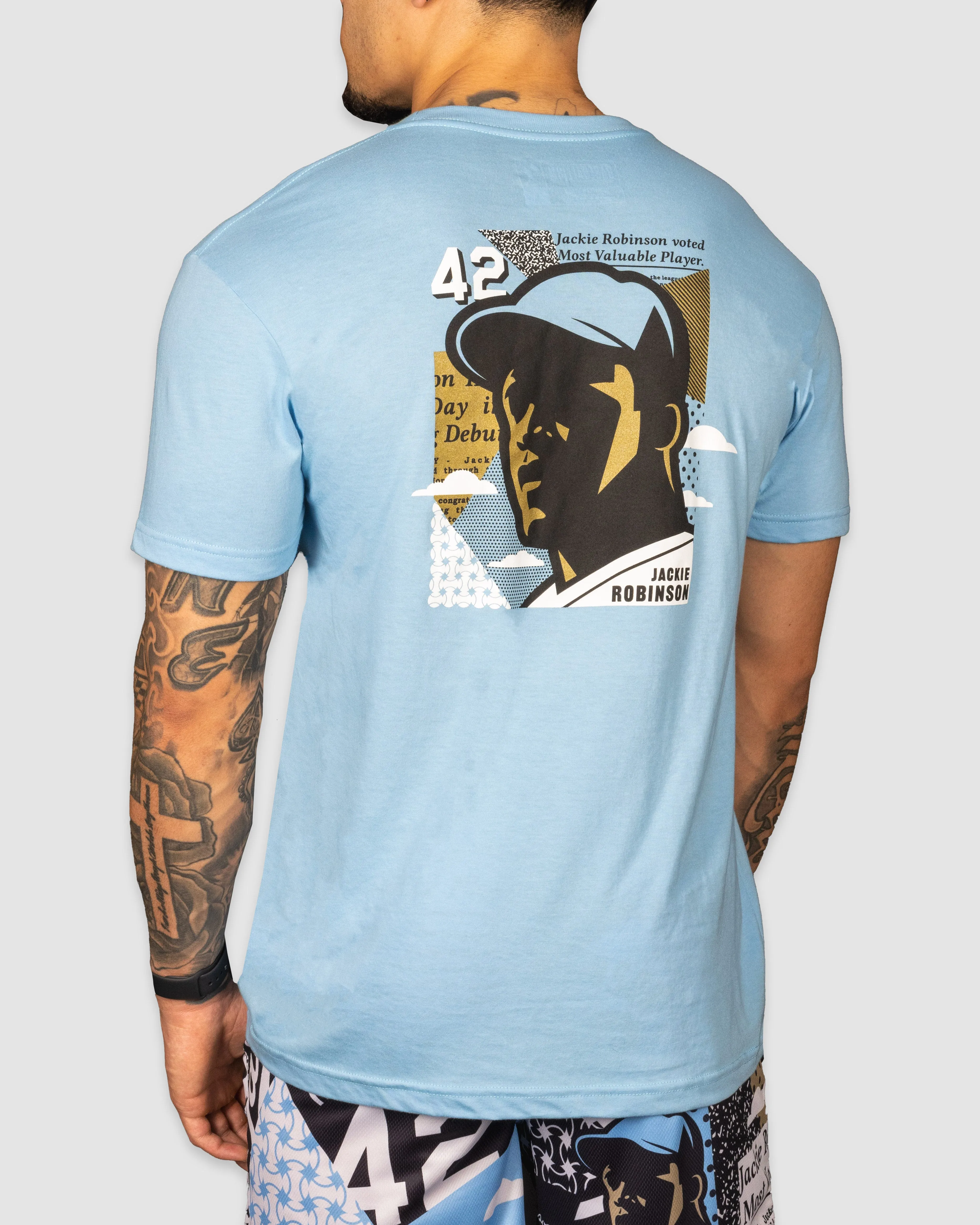 Jackie Robinson Front Page T-Shirt Light Blue