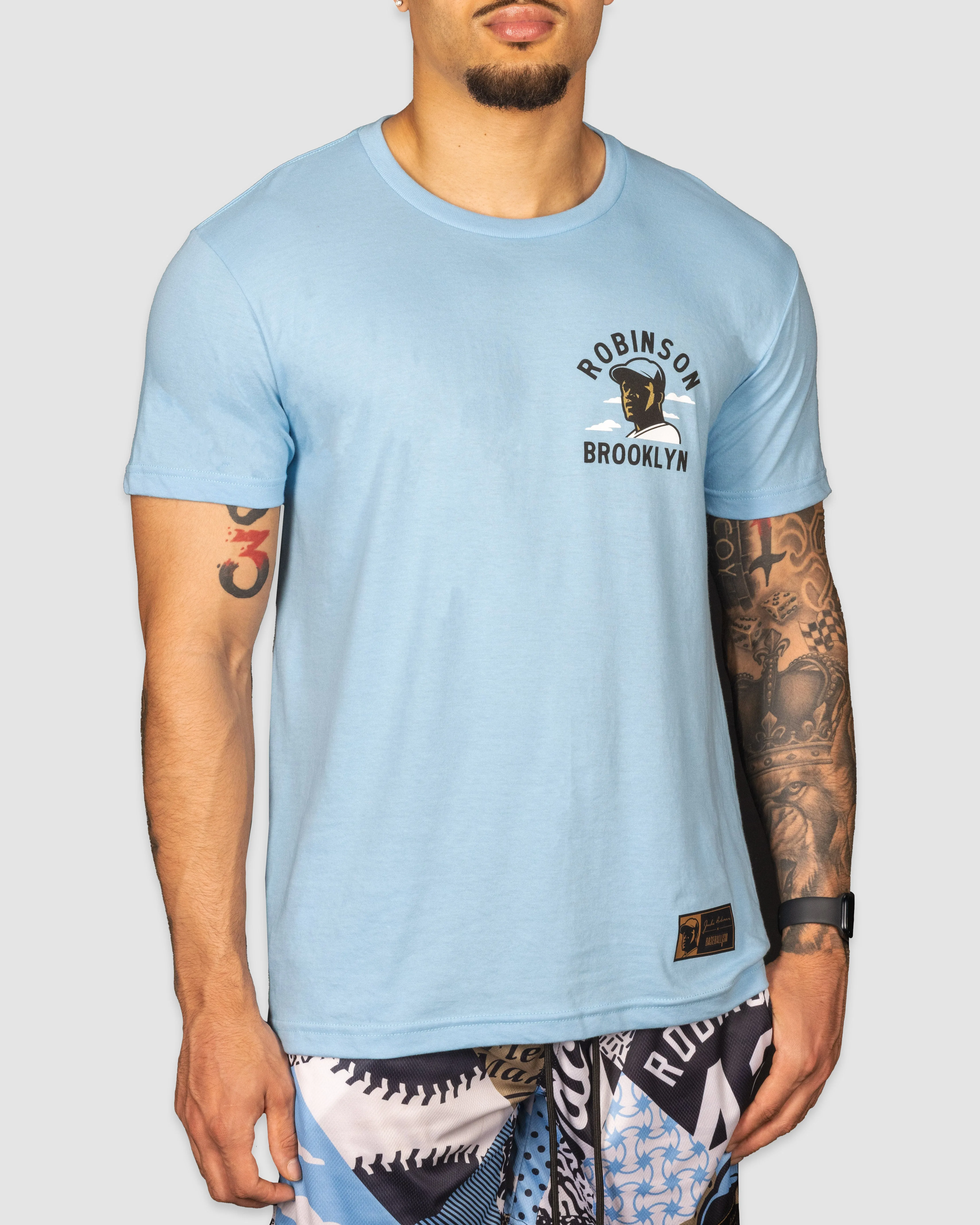 Jackie Robinson Front Page T-Shirt Light Blue