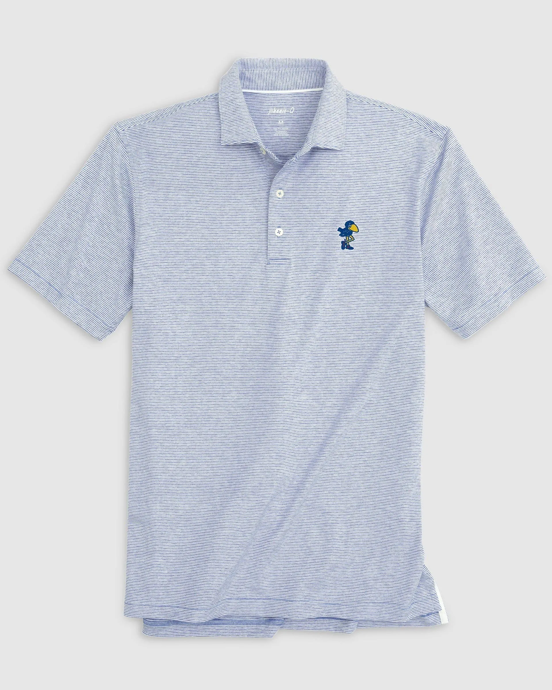 Kansas Lyndonn Striped Jersey Performance Polo - Vault Logo