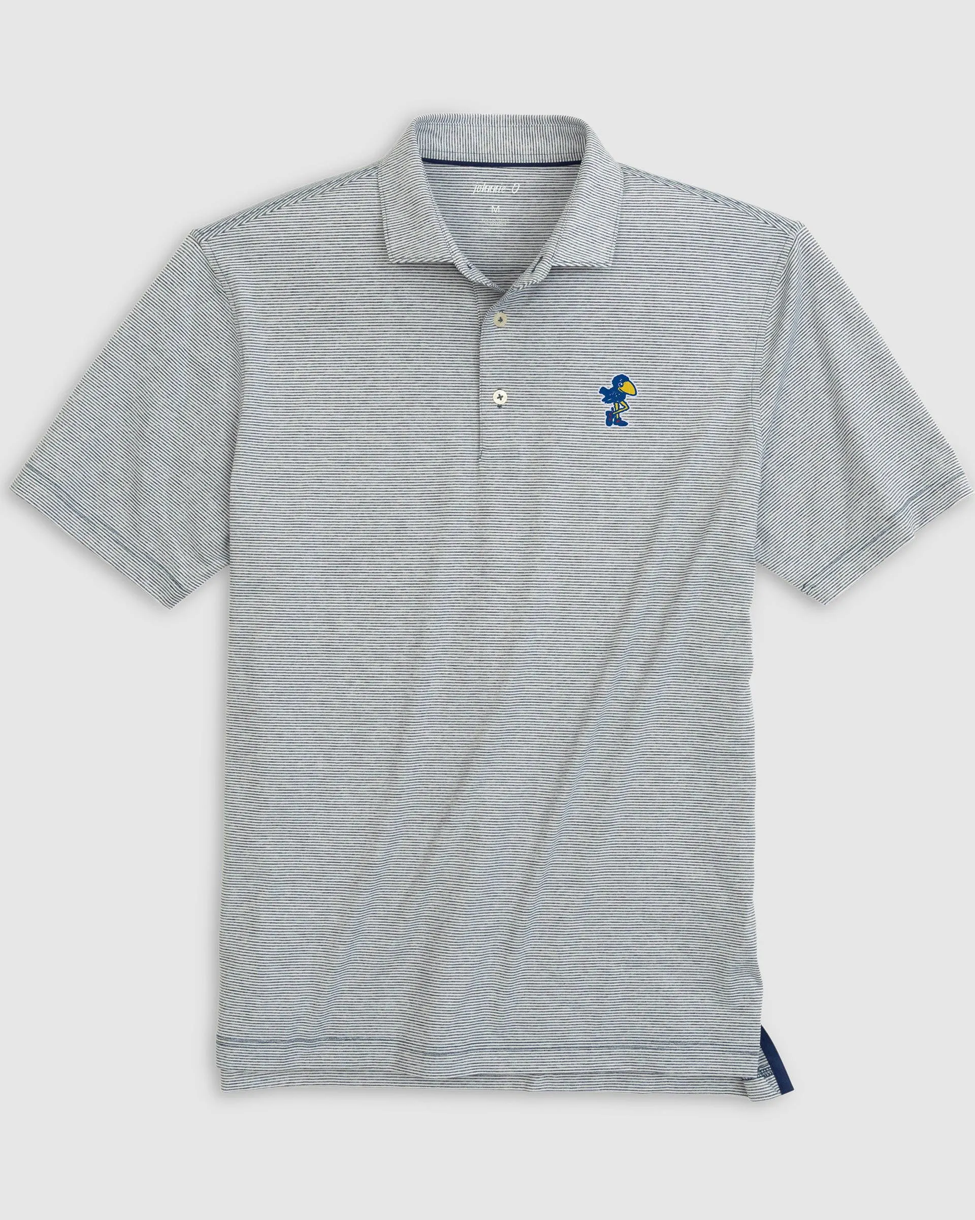 Kansas Lyndonn Striped Jersey Performance Polo - Vault Logo