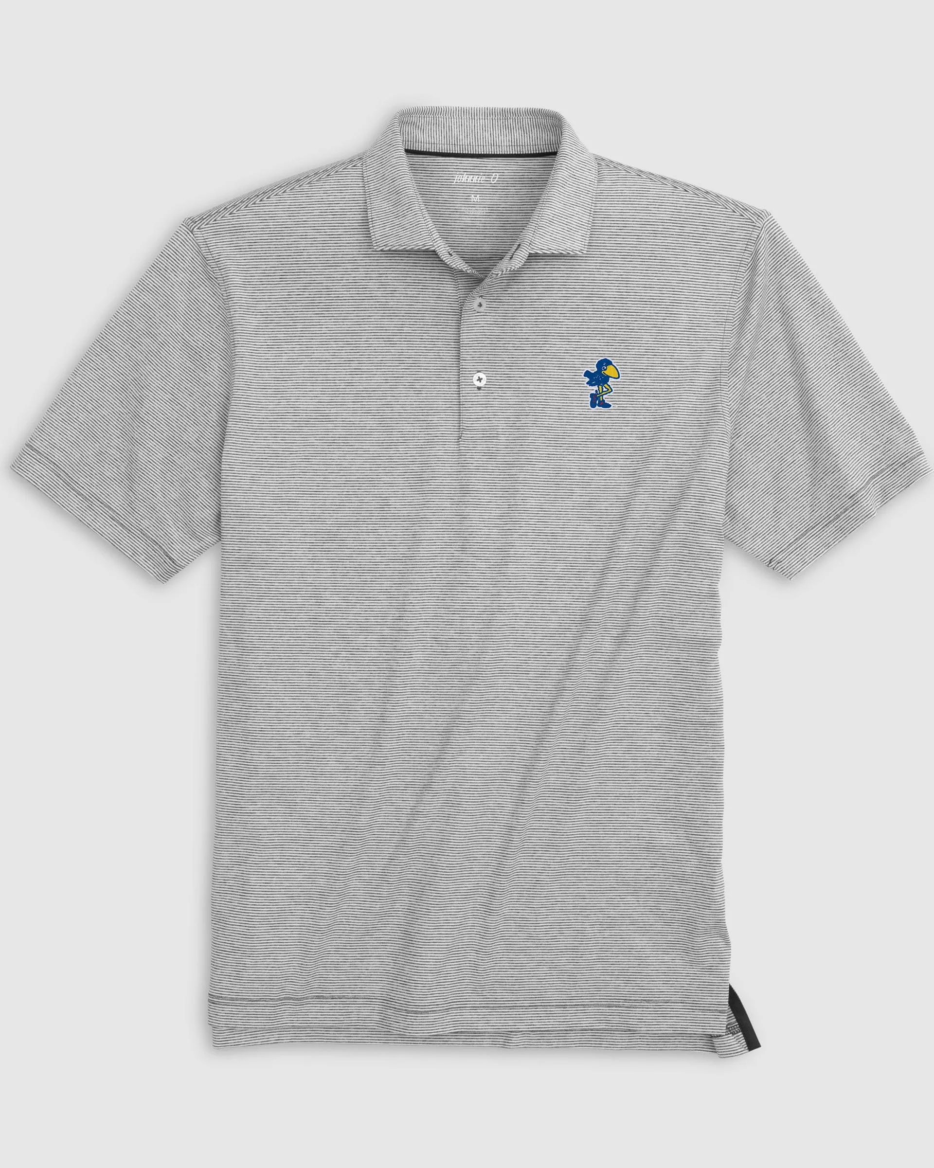 Kansas Lyndonn Striped Jersey Performance Polo - Vault Logo