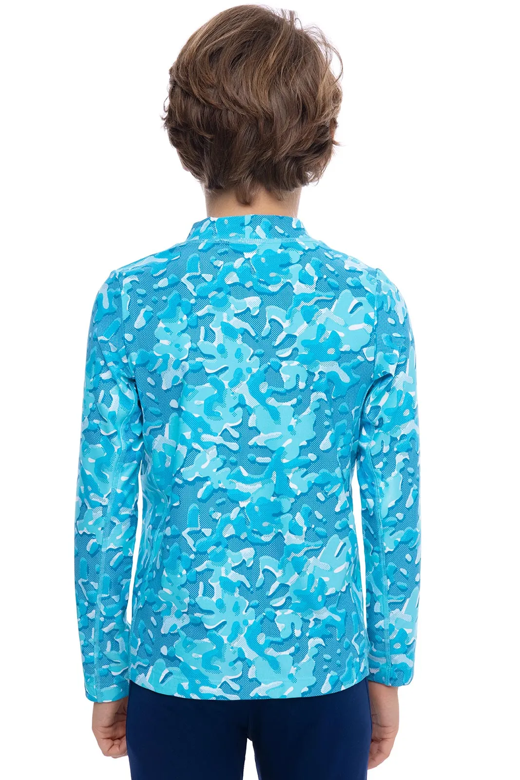 Kid's Sandshark Long Sleeve Surf Shirt | Aruba Blue Sea Camo