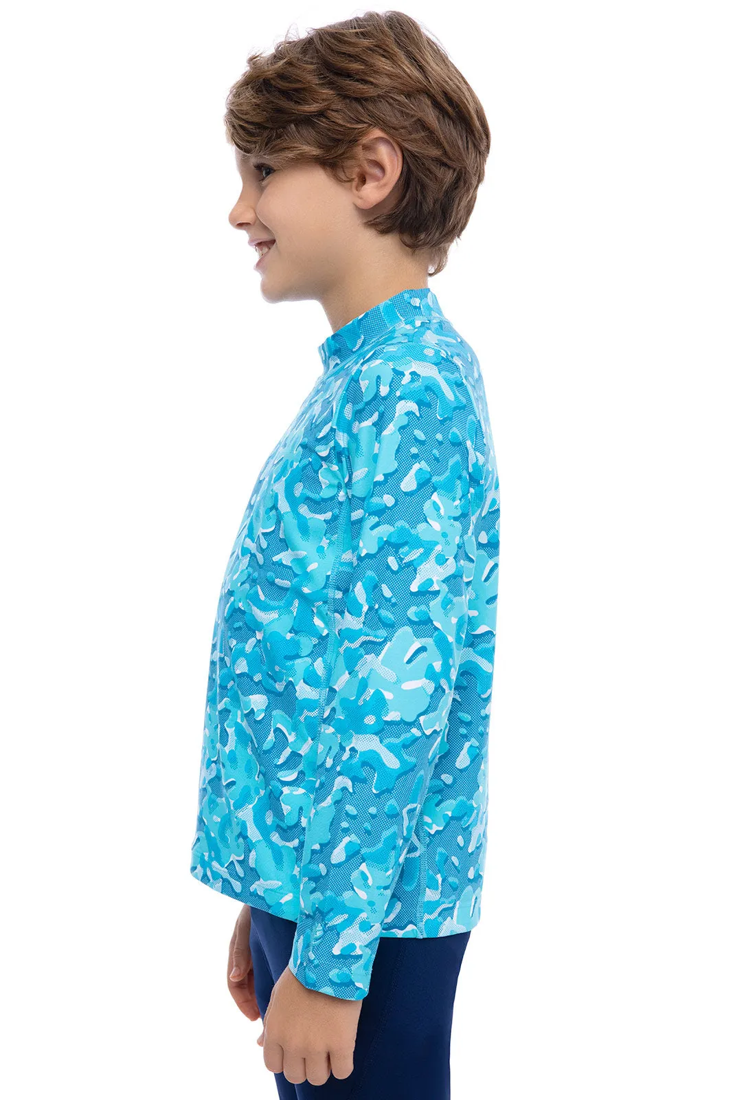 Kid's Sandshark Long Sleeve Surf Shirt | Aruba Blue Sea Camo