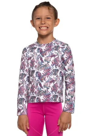 Kid's Sandshark Long Sleeve Surf Shirt | Magnolia Pink Beach Leaves