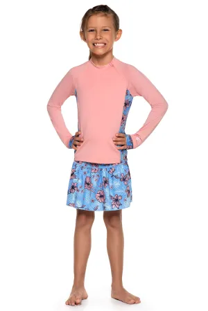 Kid's Wavechaser Zippy Rash Guard | Peachy Pink Colorblock