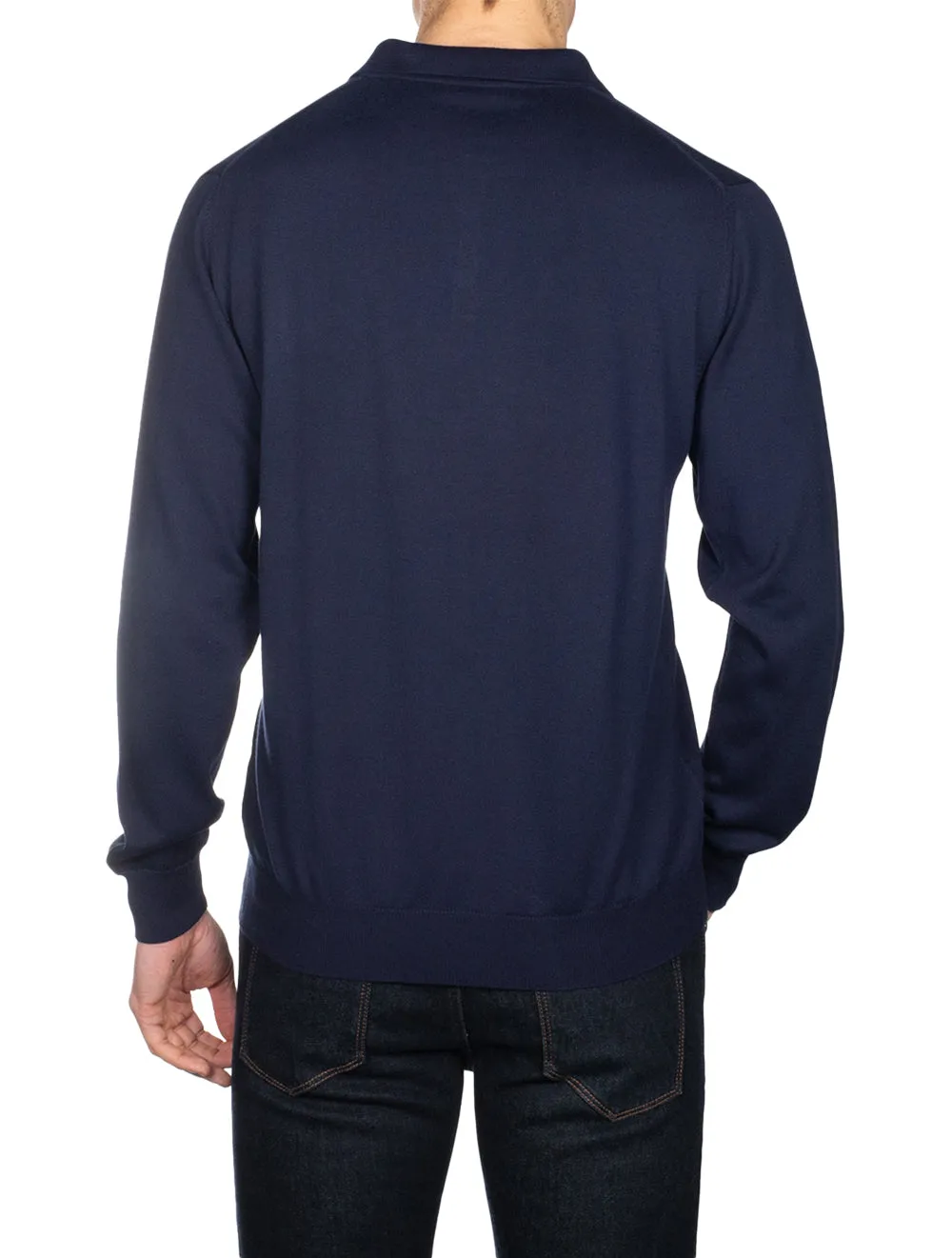 Longsleeve Polo Neck Top Navy