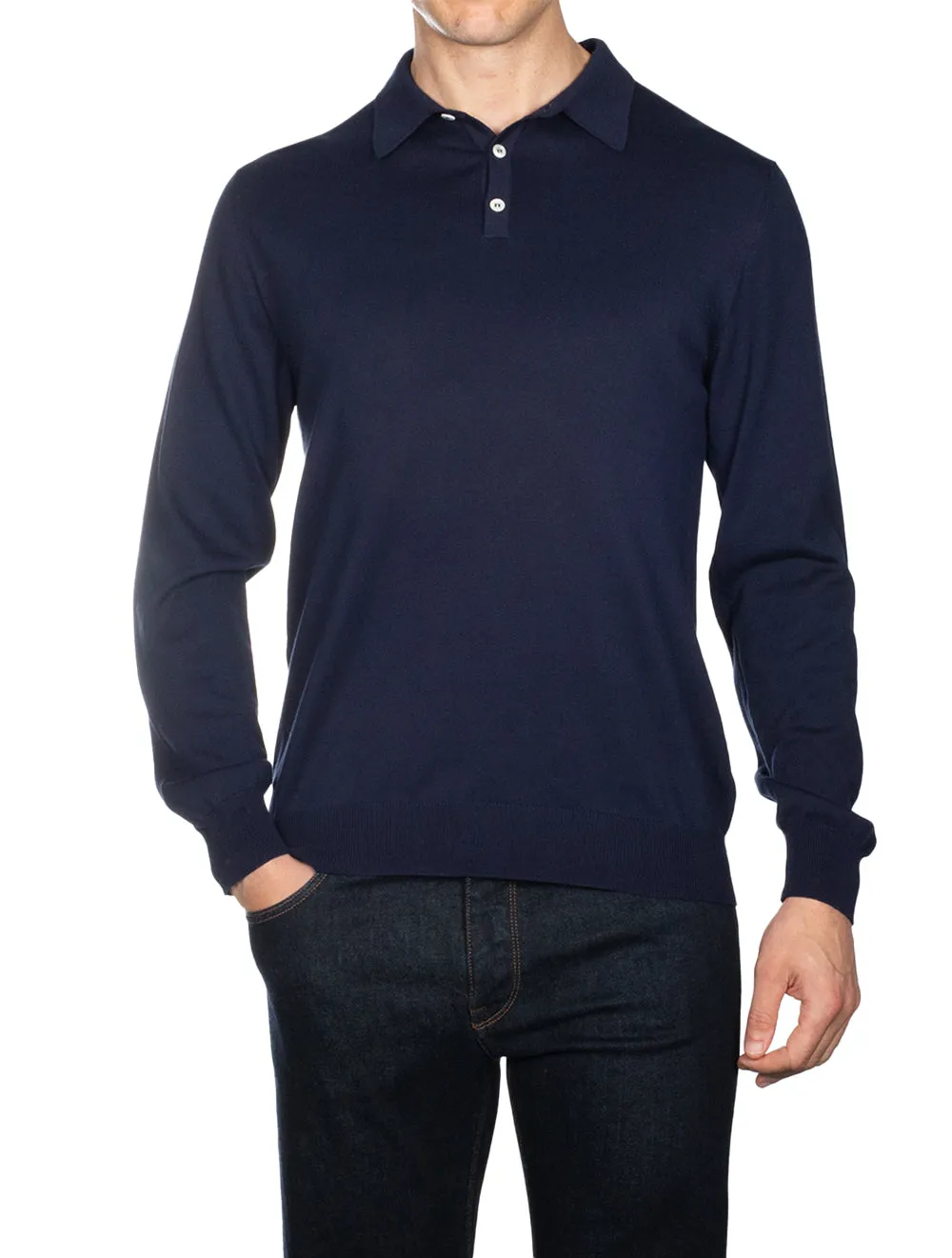 Longsleeve Polo Neck Top Navy