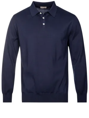 Longsleeve Polo Neck Top Navy