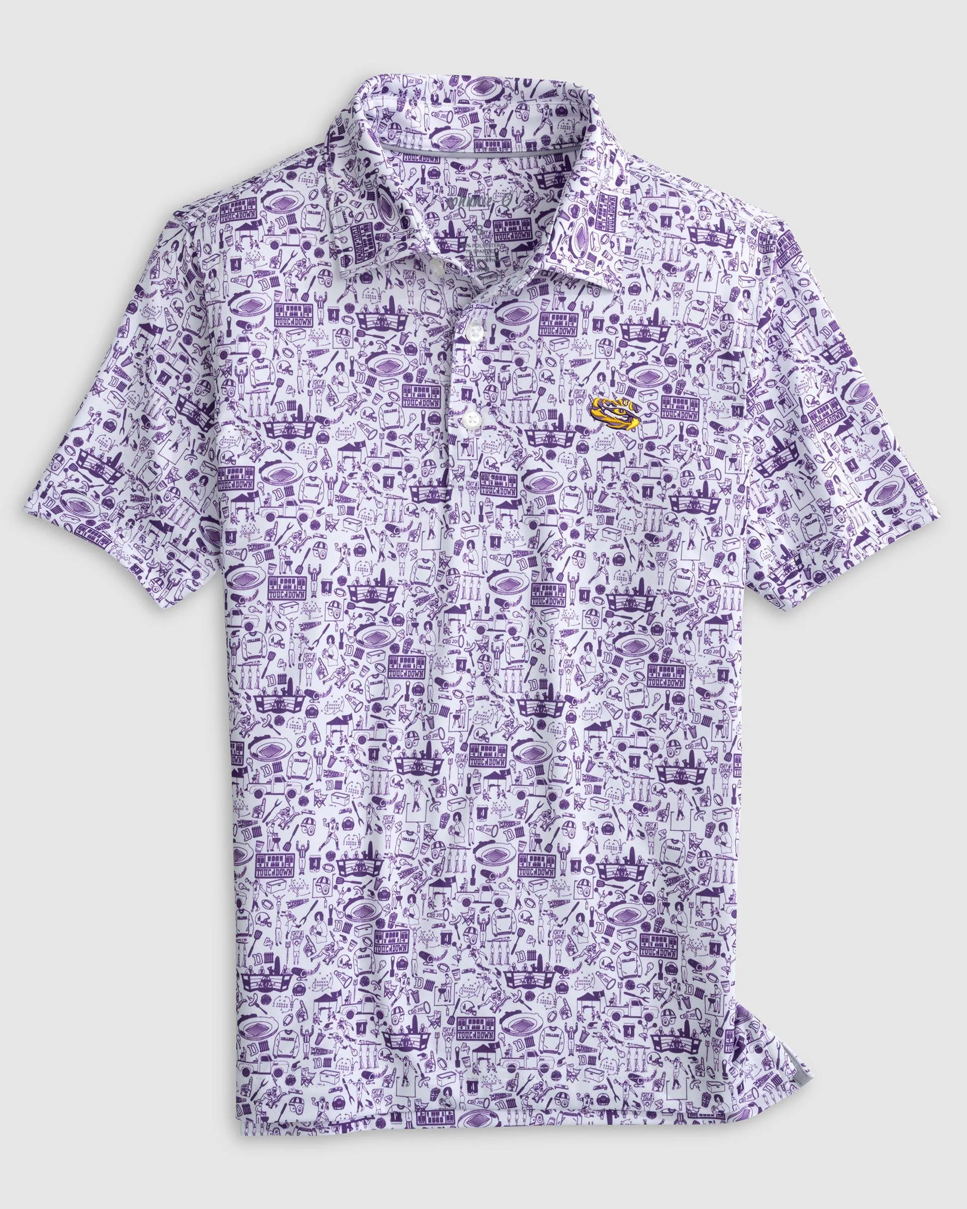 Louisiana State Tailgater 2.0 Jr. Printed Jersey Performance Polo - Tiger Eye Logo