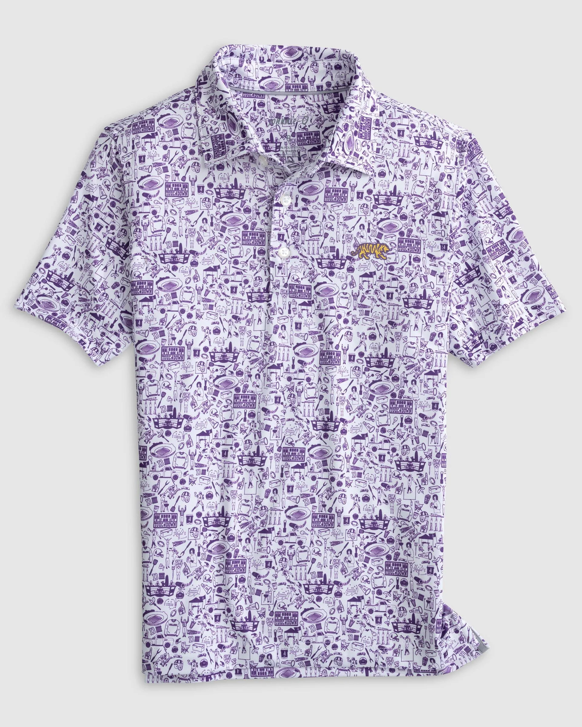 Louisiana State Tailgater 2.0 Jr. Printed Jersey Performance Polo - Tiger Mike Logo