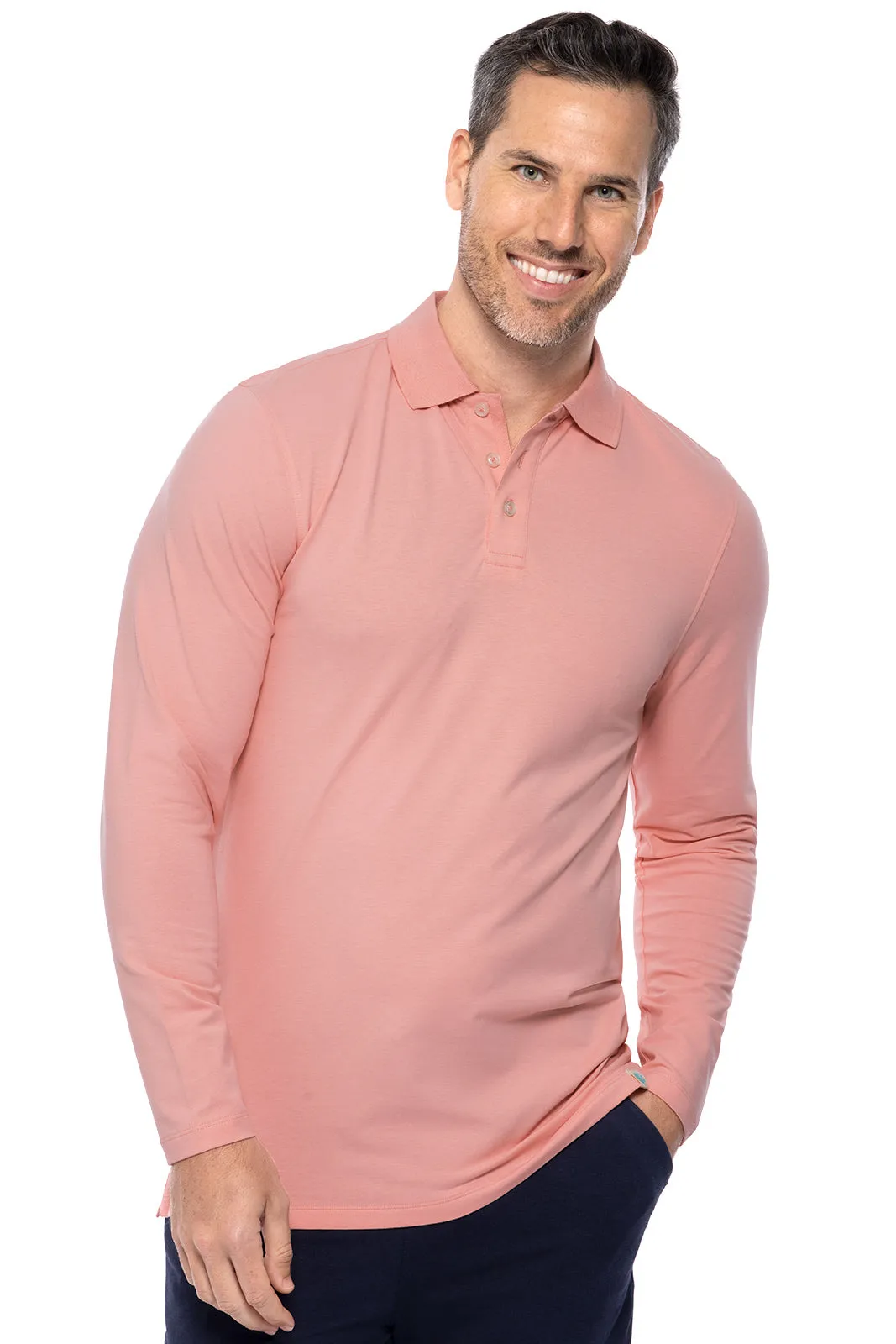 Men's Coppitt Long Sleeve Weekend Polo | Peachy Pink