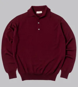 Merino Long-Sleeve Polo Claret