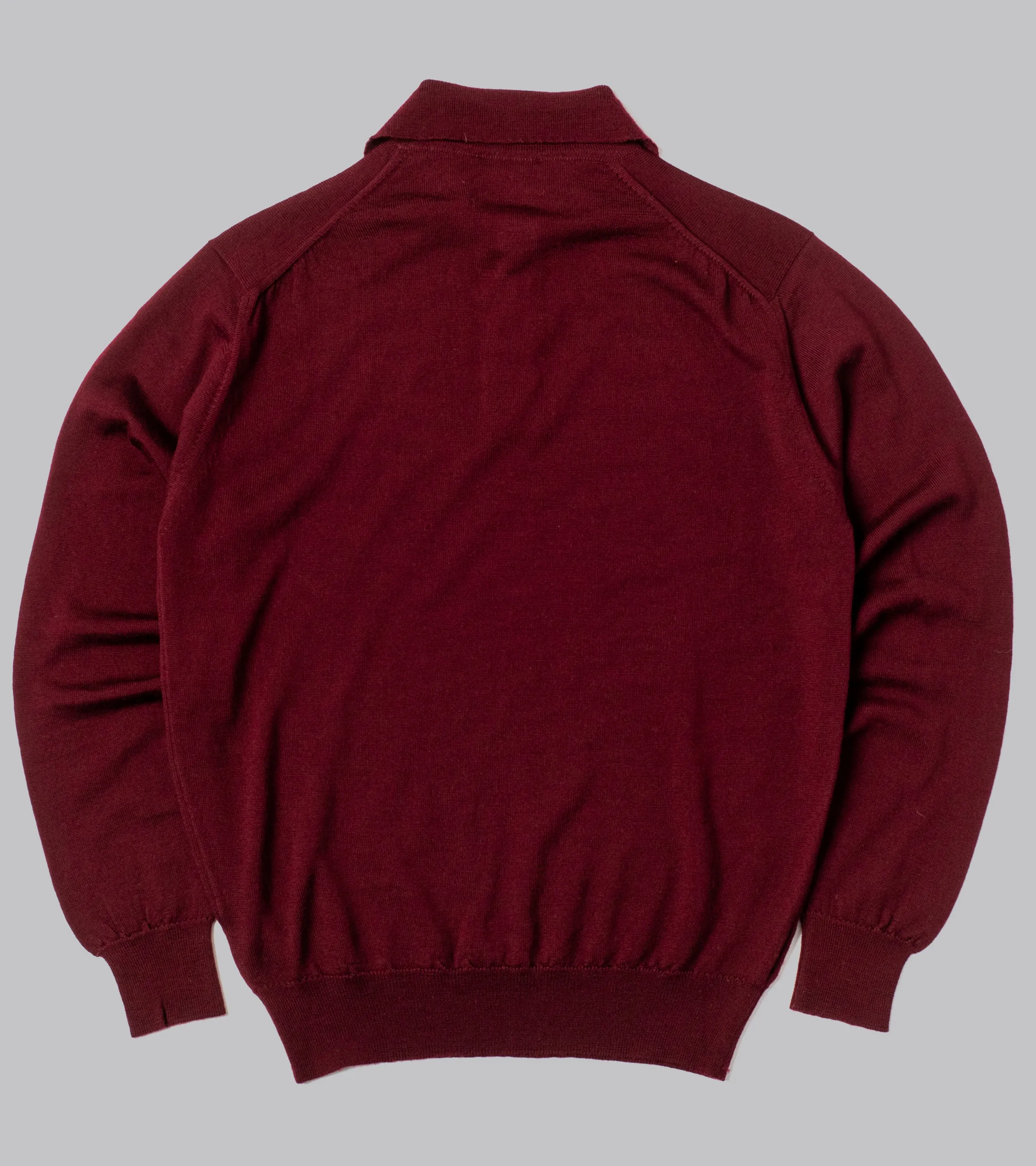Merino Long-Sleeve Polo Claret