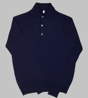 Merino Long-Sleeve Polo Navy