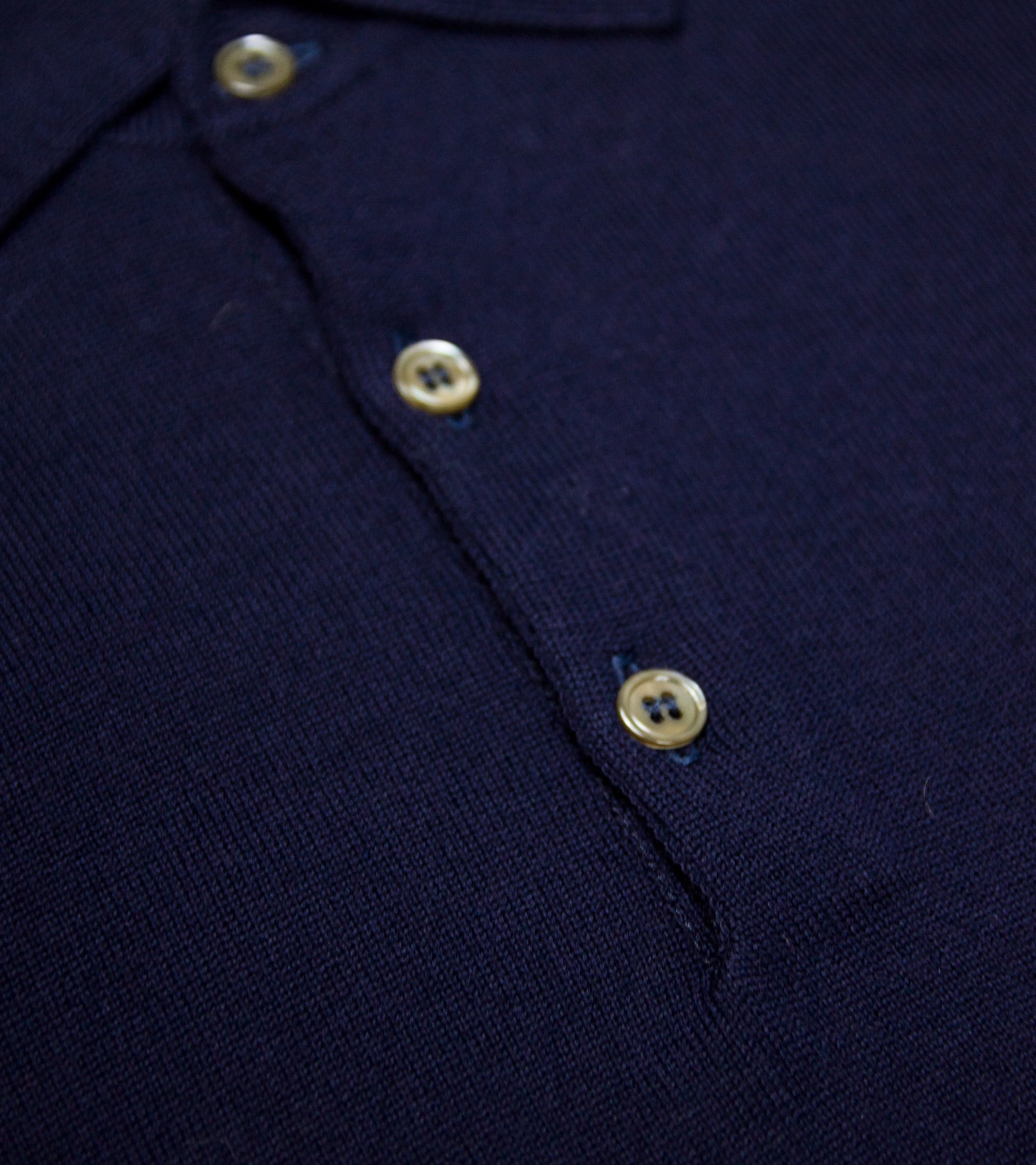 Merino Long-Sleeve Polo Navy