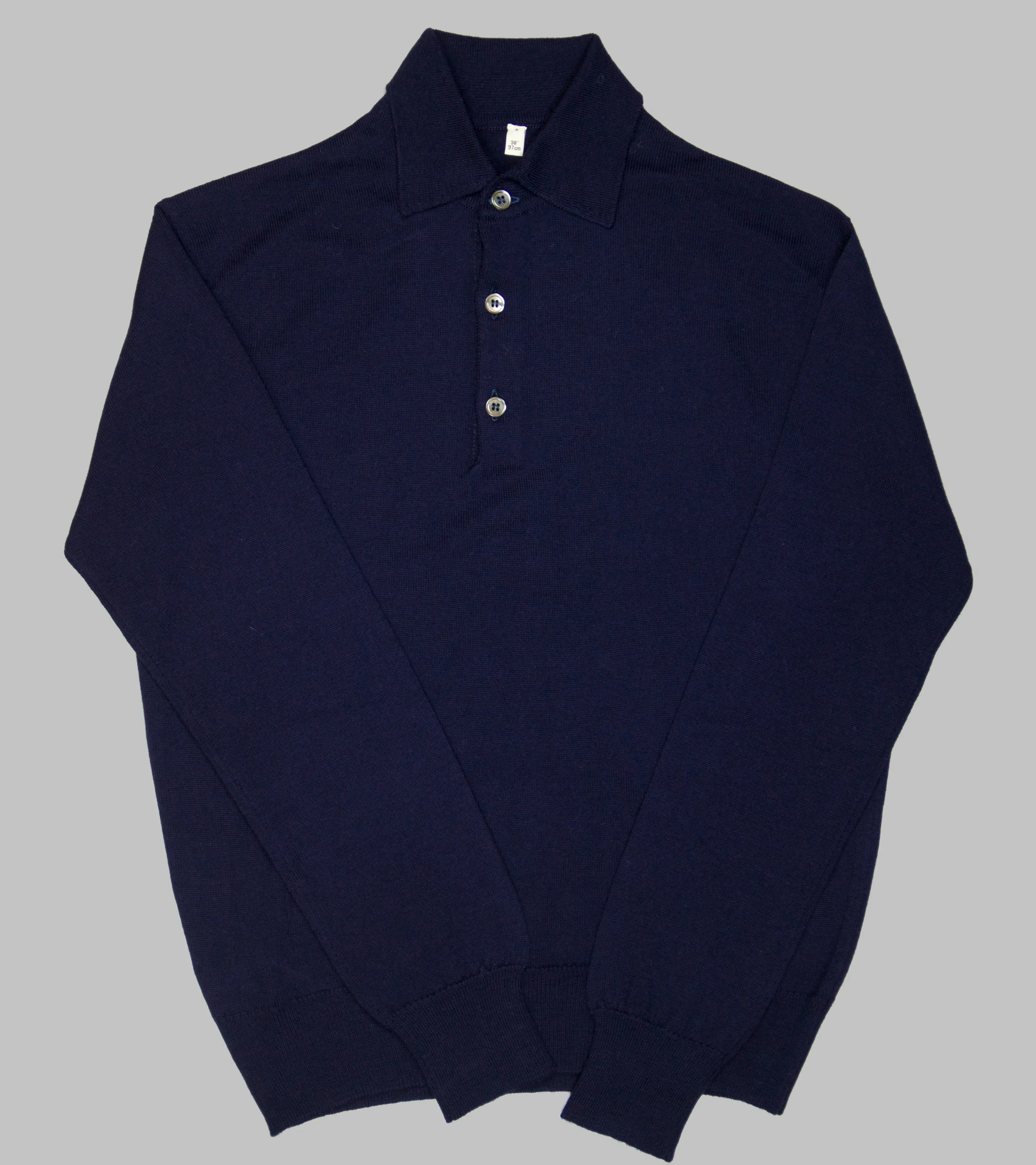 Merino Long-Sleeve Polo Navy