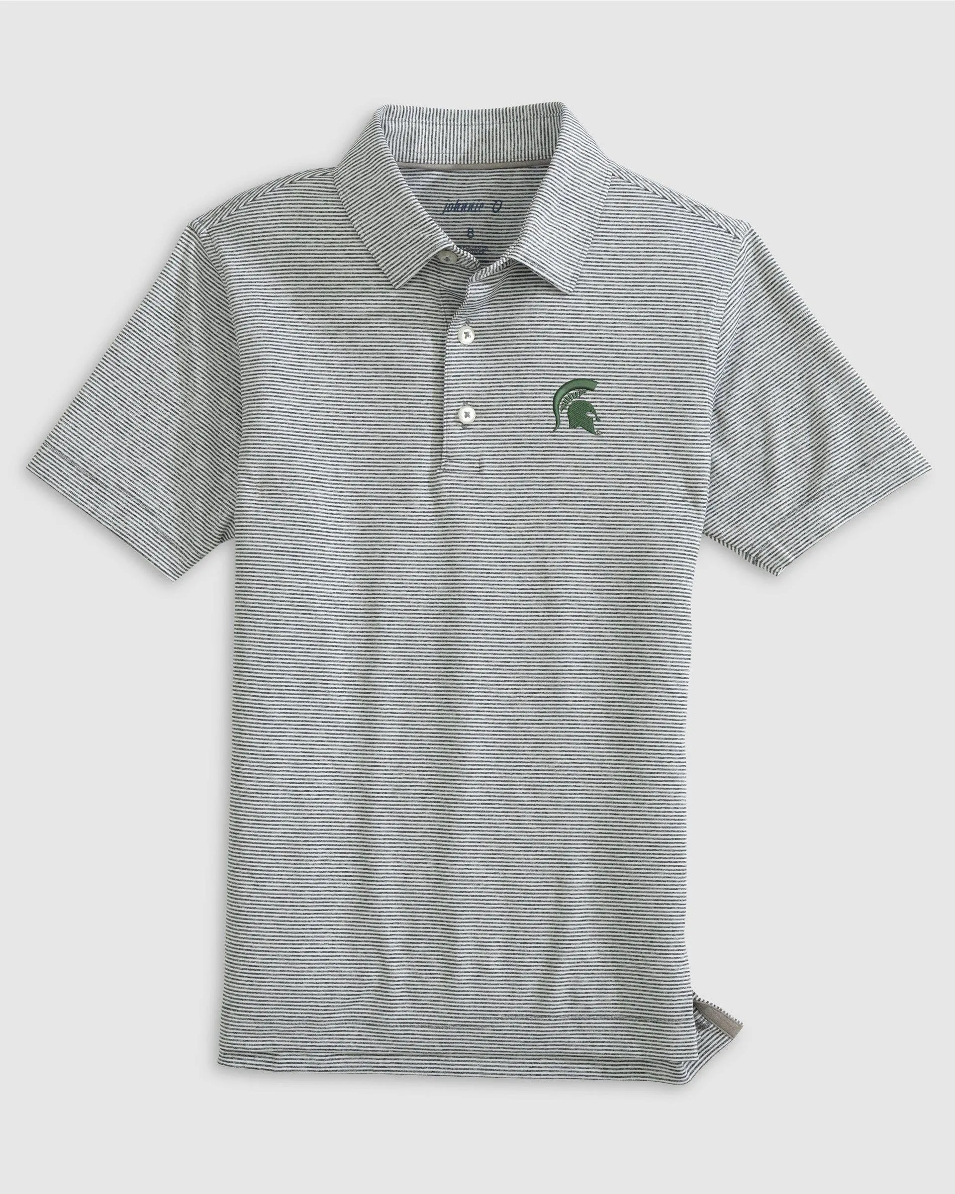 Michigan State University Lyndonn Jr. Striped Jersey Performance Polo
