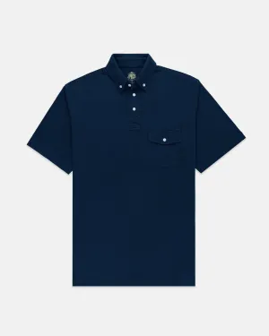 NAVY BUTTON DOWN COLLAR POLO SHIRT
