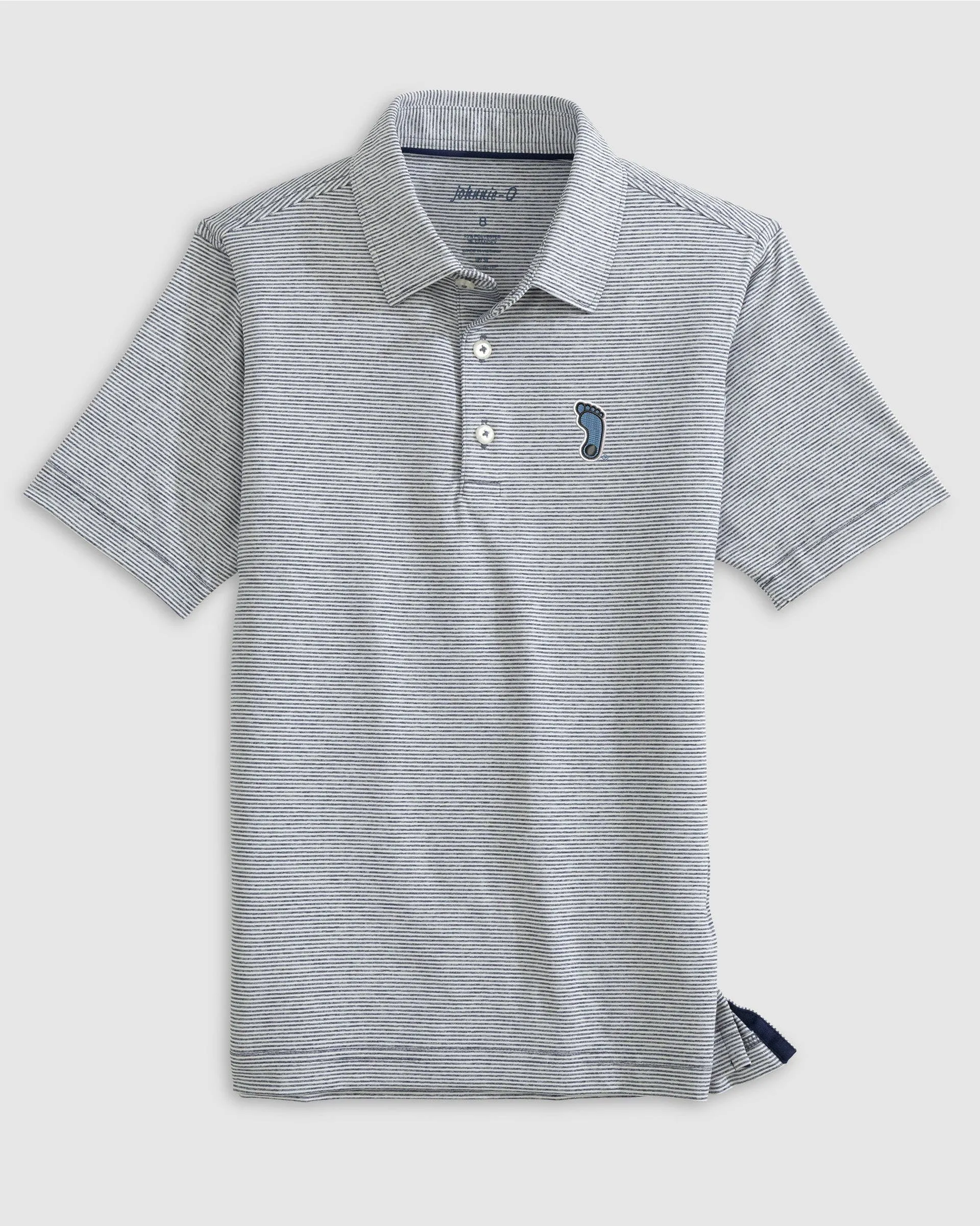 North Carolina Lyndonn Jr. Striped Jersey Performance Polo - Tar Heel Logo