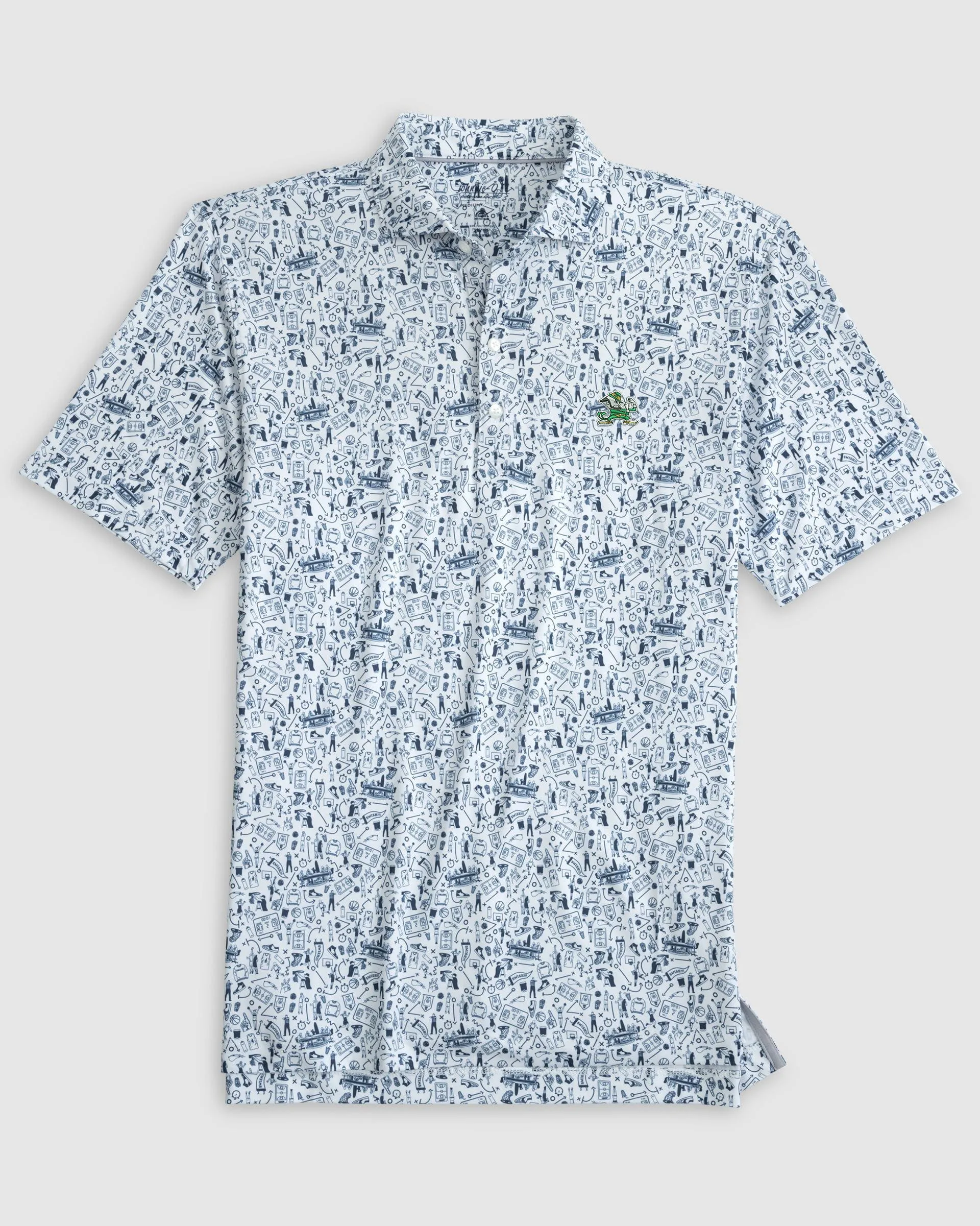 Notre Dame Hoop There It Is Performance Jersey Polo - Leprechaun Logo