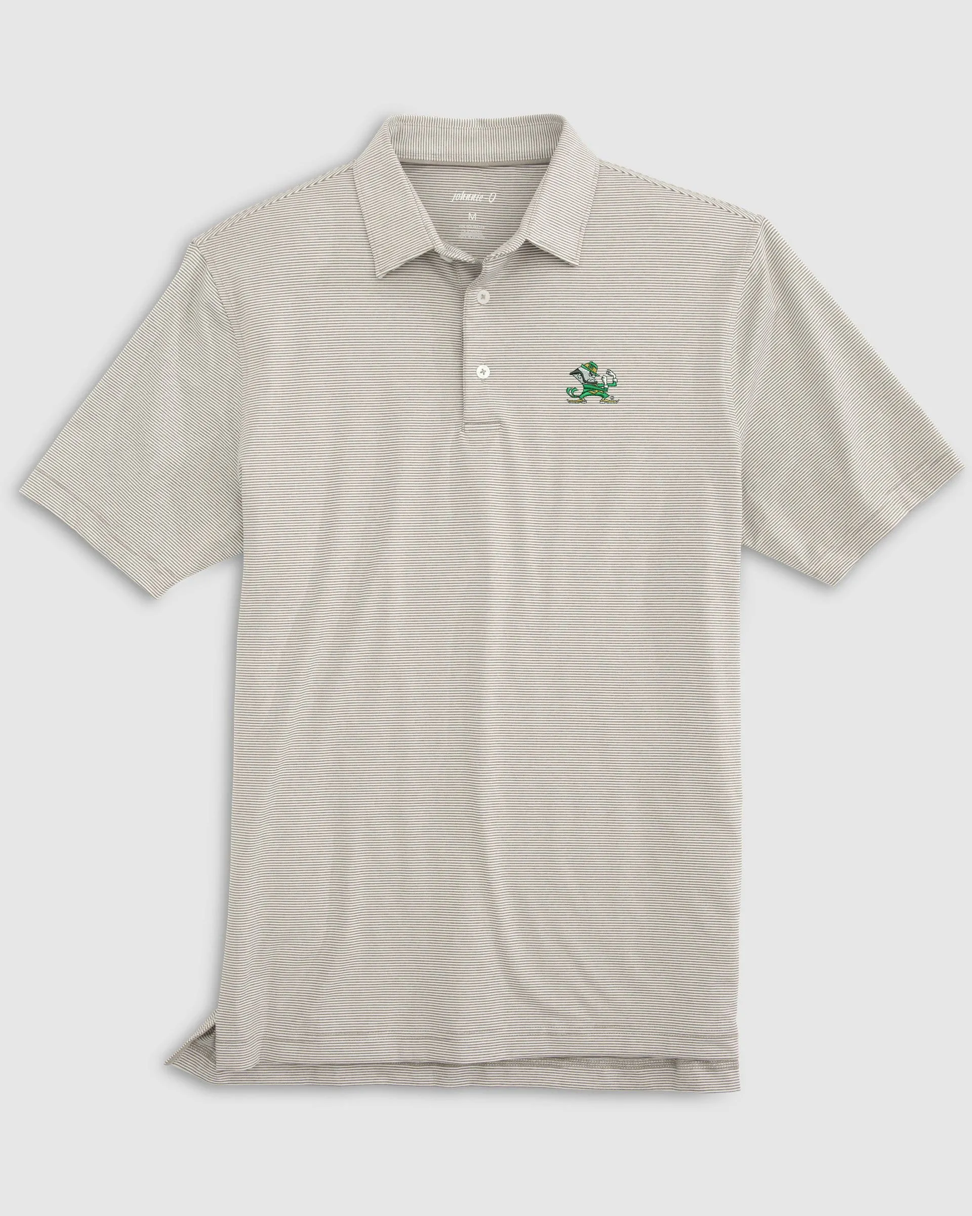 Notre Dame Lyndonn Striped Jersey Performance Polo - Leprechaun Logo