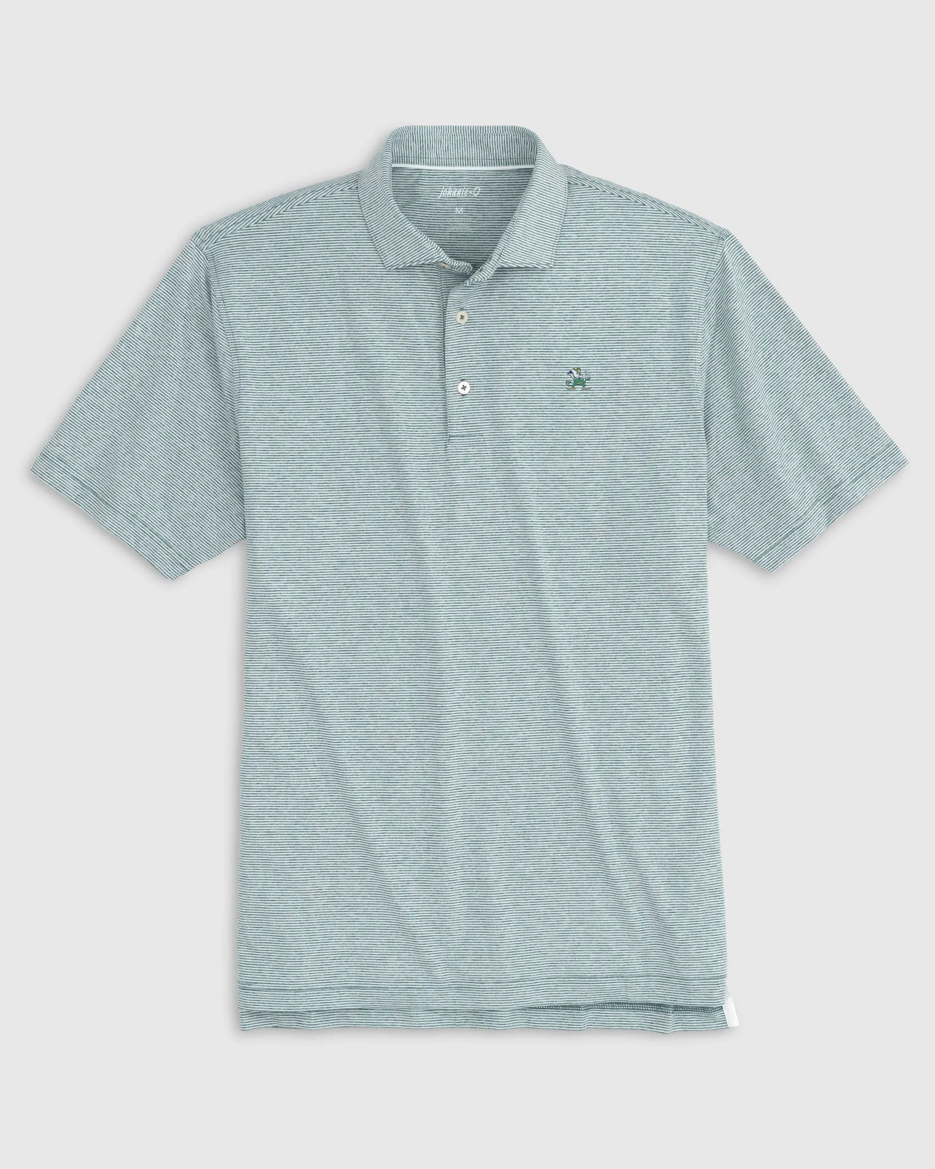 Notre Dame Lyndonn Striped Jersey Performance Polo - Leprechaun Logo