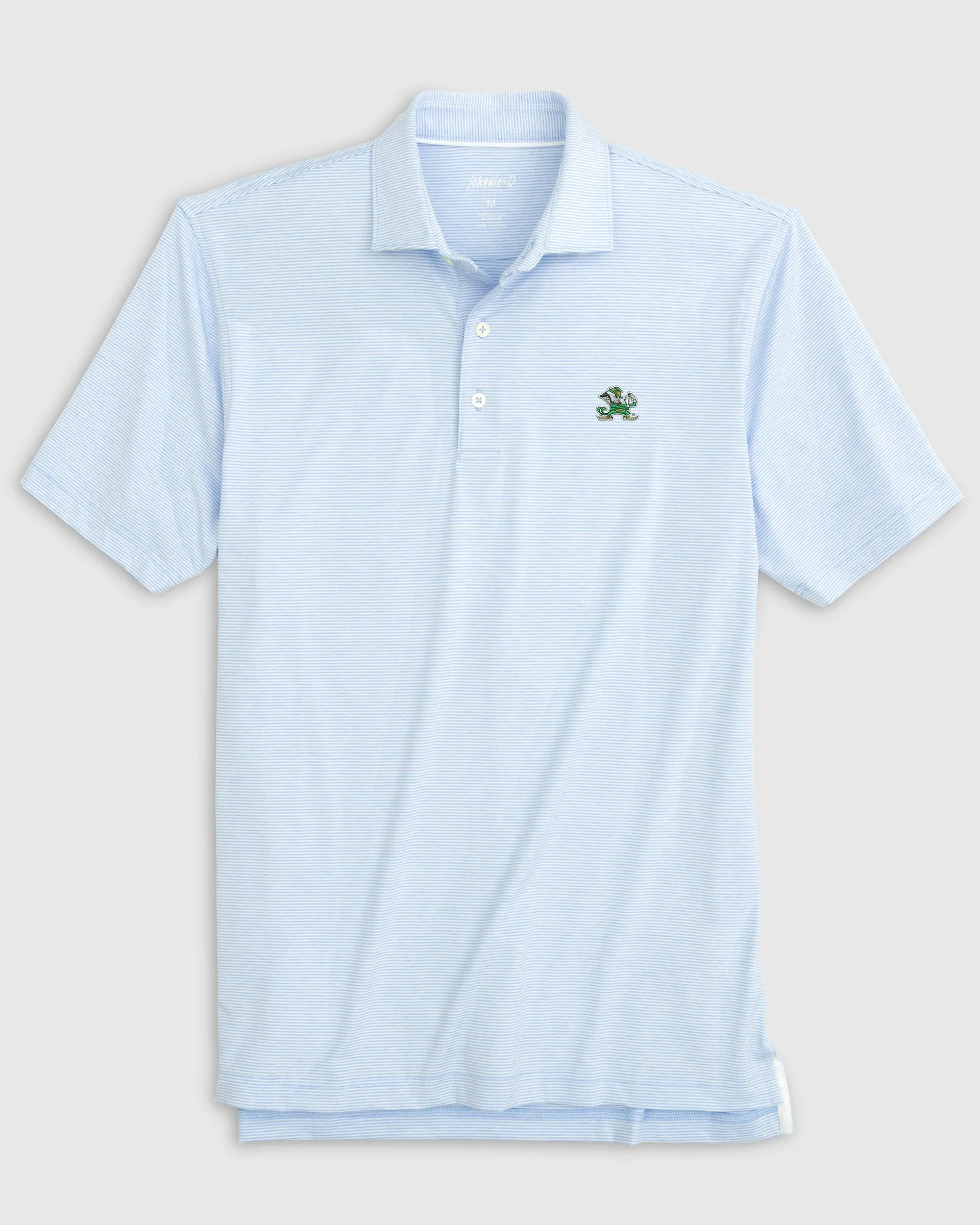 Notre Dame Lyndonn Striped Jersey Performance Polo - Leprechaun Logo
