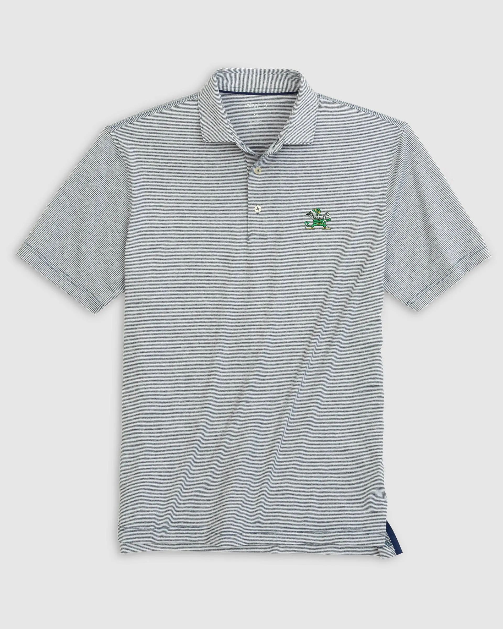 Notre Dame Lyndonn Striped Jersey Performance Polo - Leprechaun Logo